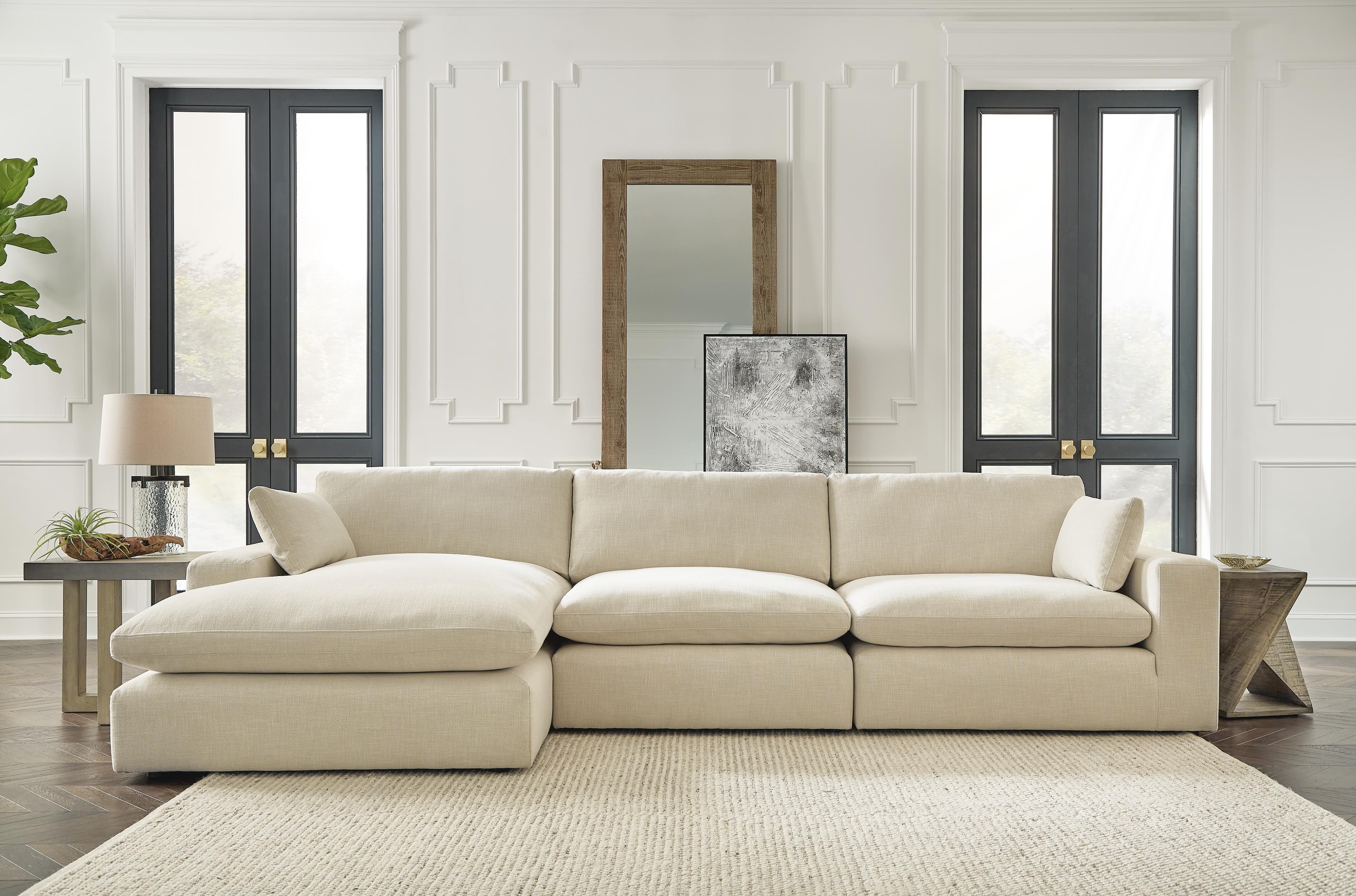 Elyza 3-Piece Sectional with Chaise — White — view 2