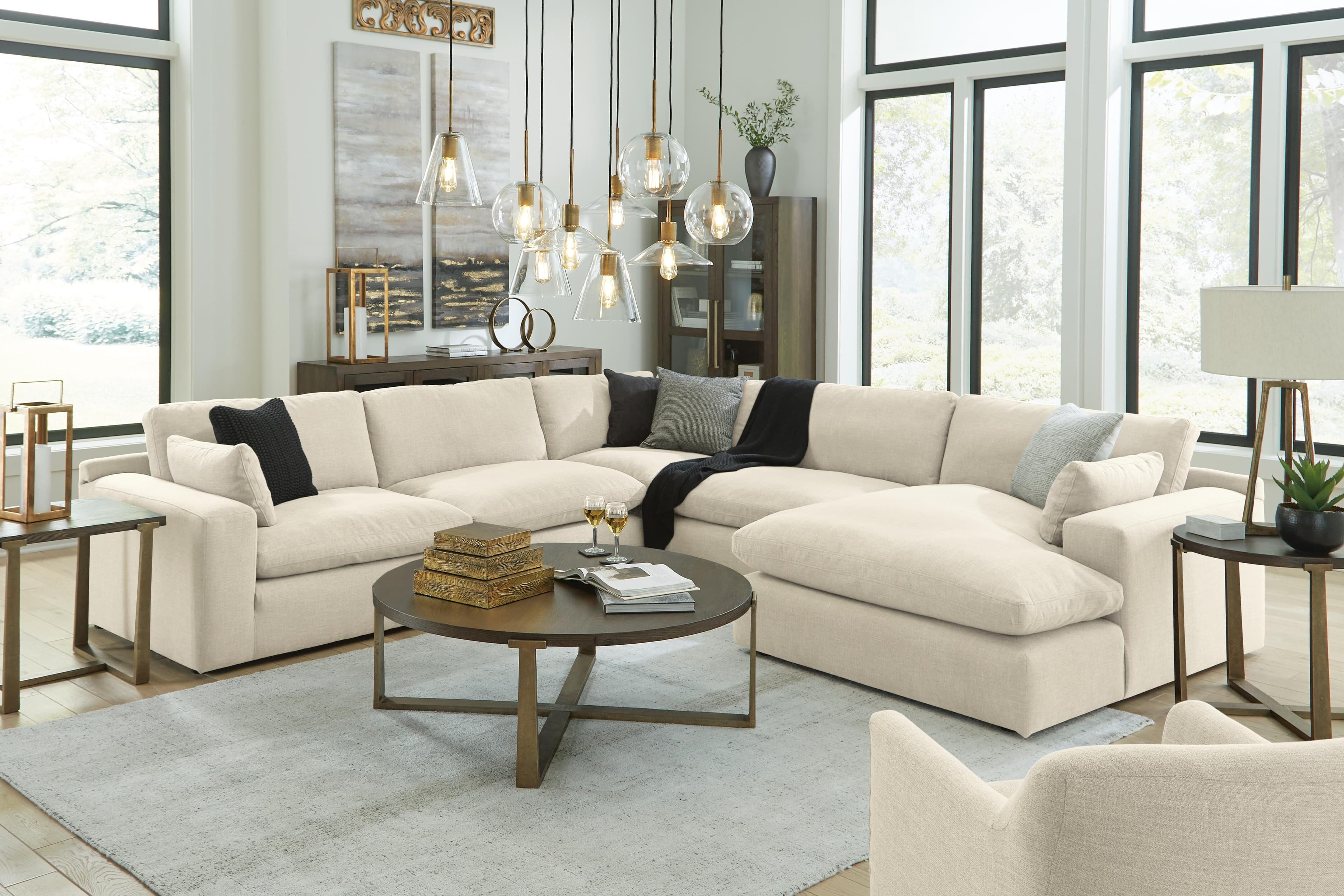Elyza 5-Piece Sectional with Chaise — Linen — view 3