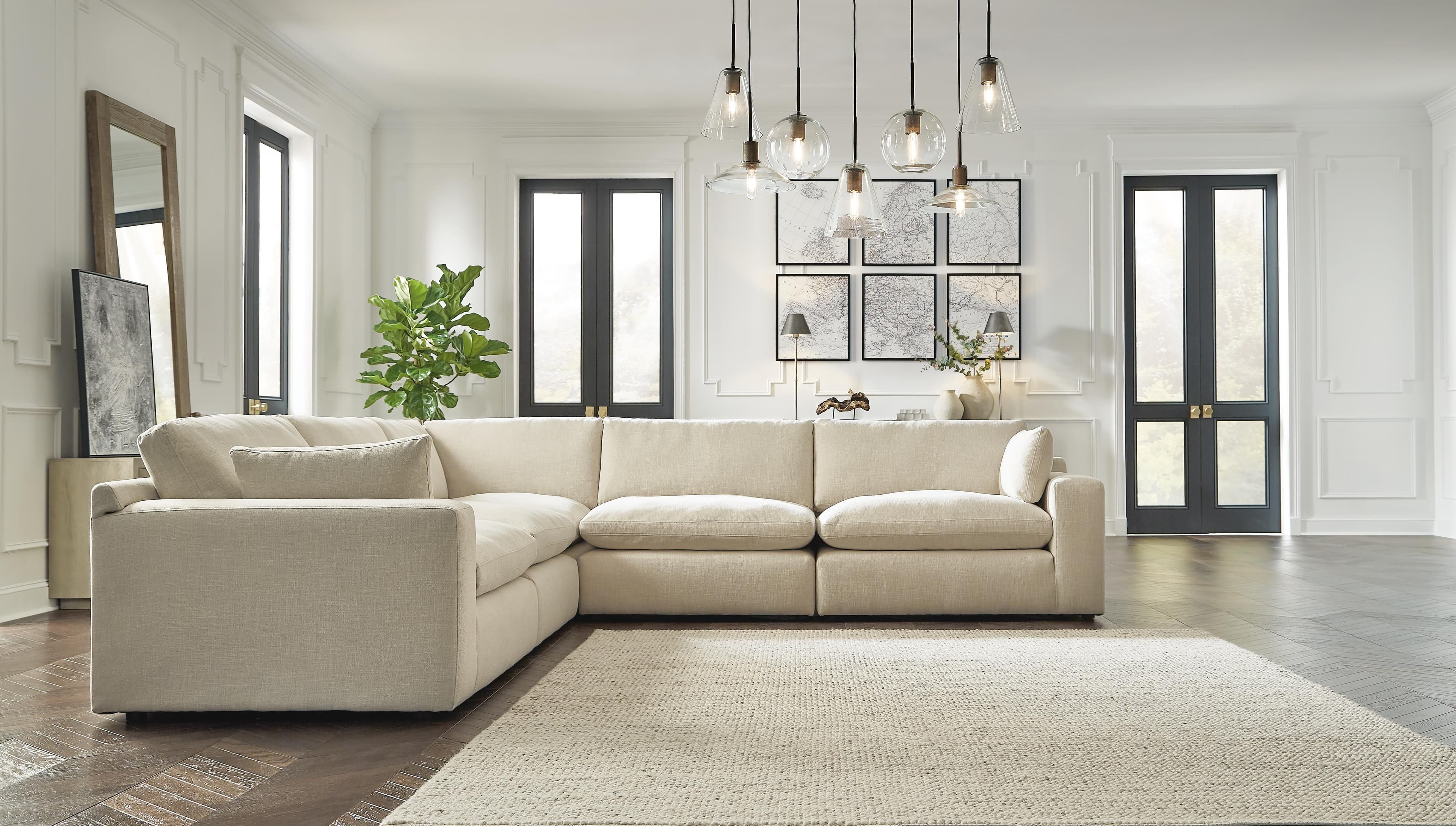 Elyza 5-Piece Sectional — White — view 2