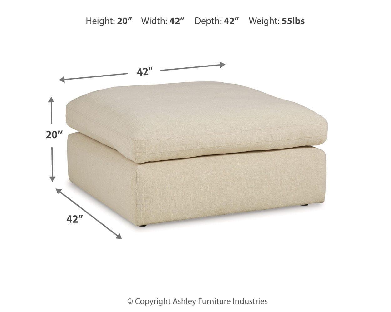 Elyza Oversized Accent Ottoman — White — view 4