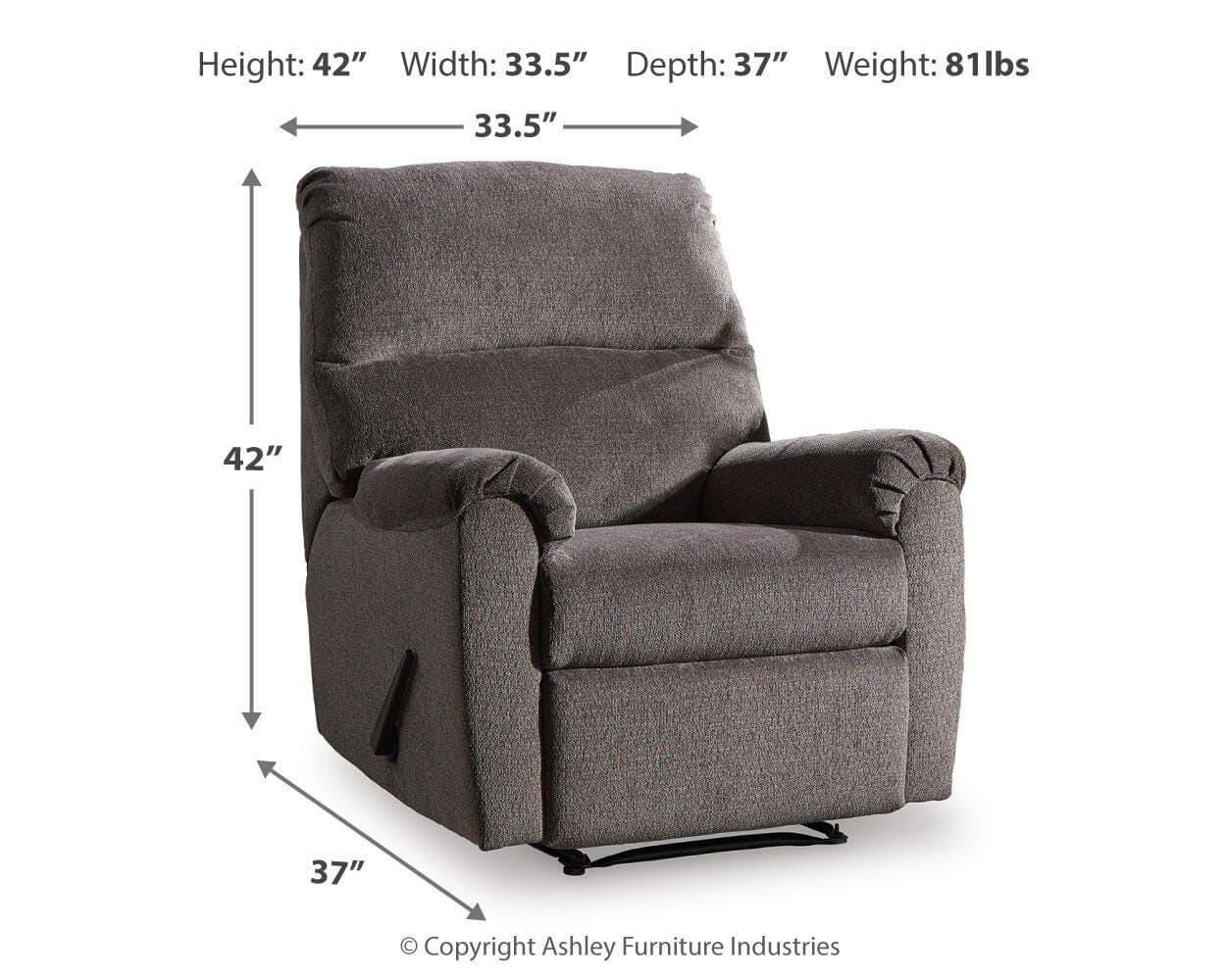 Nerviano Recliner — Black/Gray — view 4