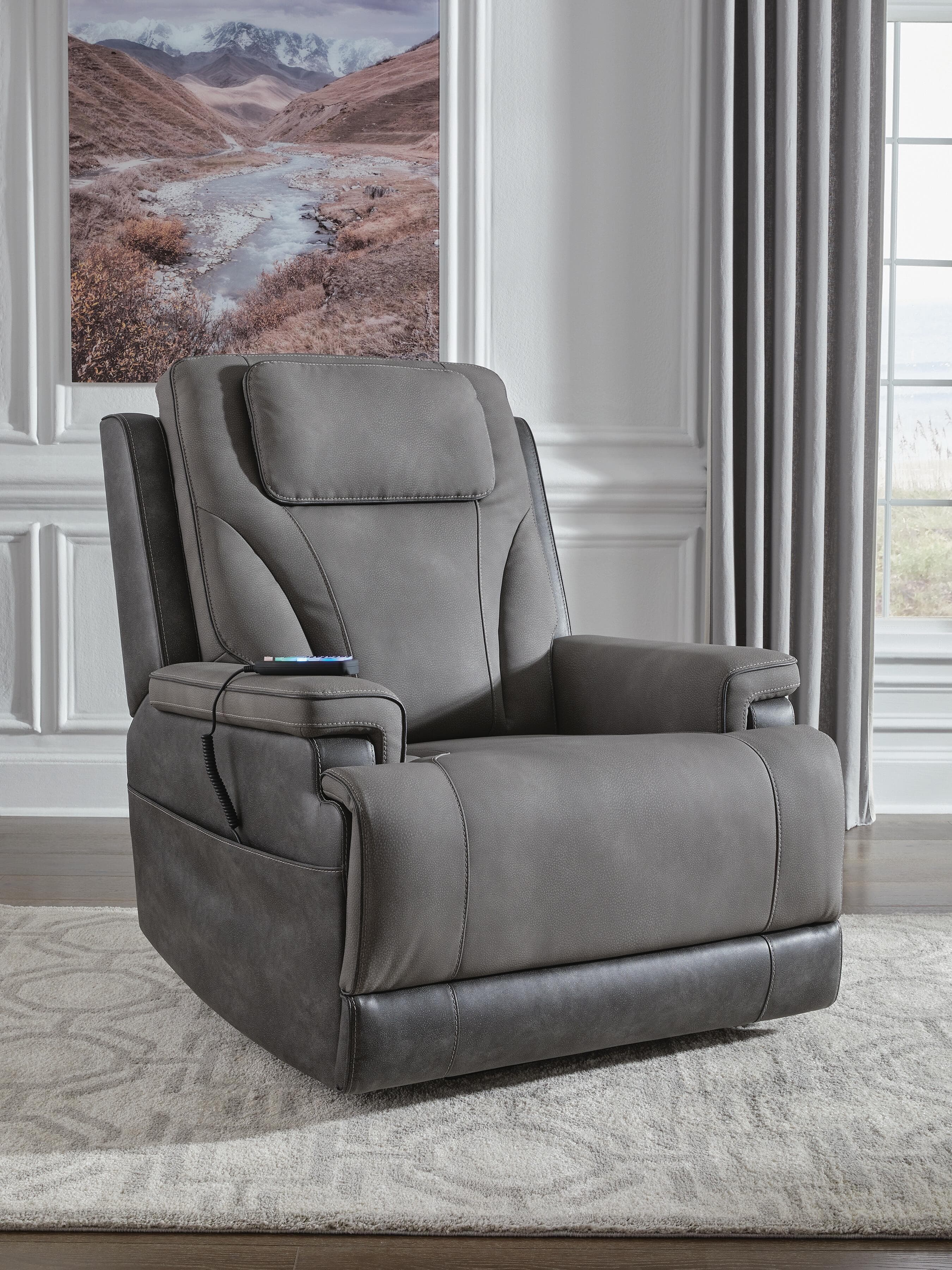 4Z-Serenity Zone Power Lift Recliner — Black/Gray — view 2