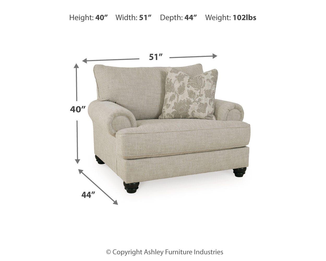 Asanti Oversized Chair — Black/Gray — view 7