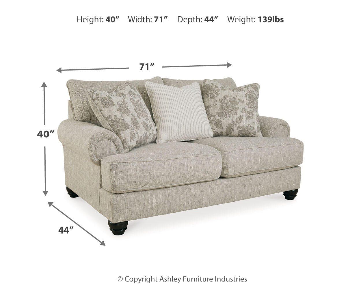 Asanti Loveseat — Black/Gray — view 7