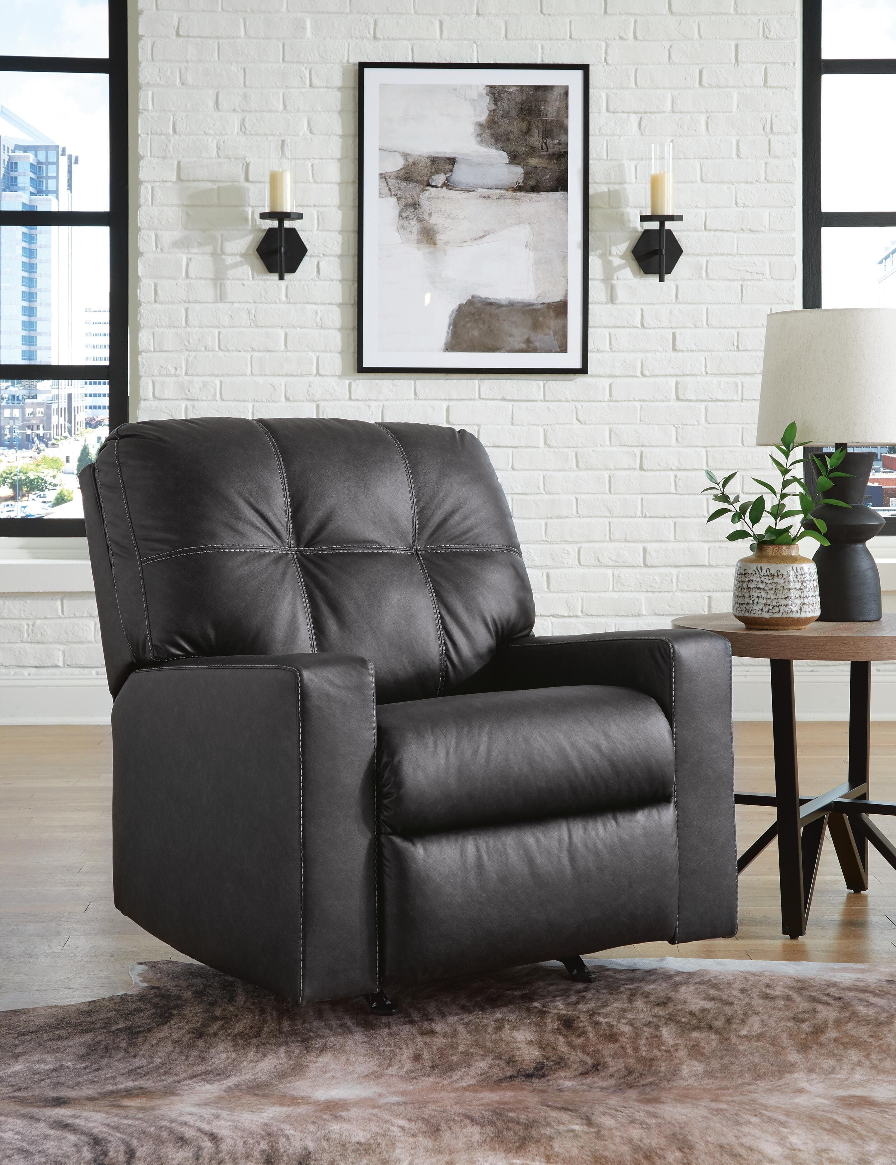 Barlin Mills Recliner — Black/Gray — view 2