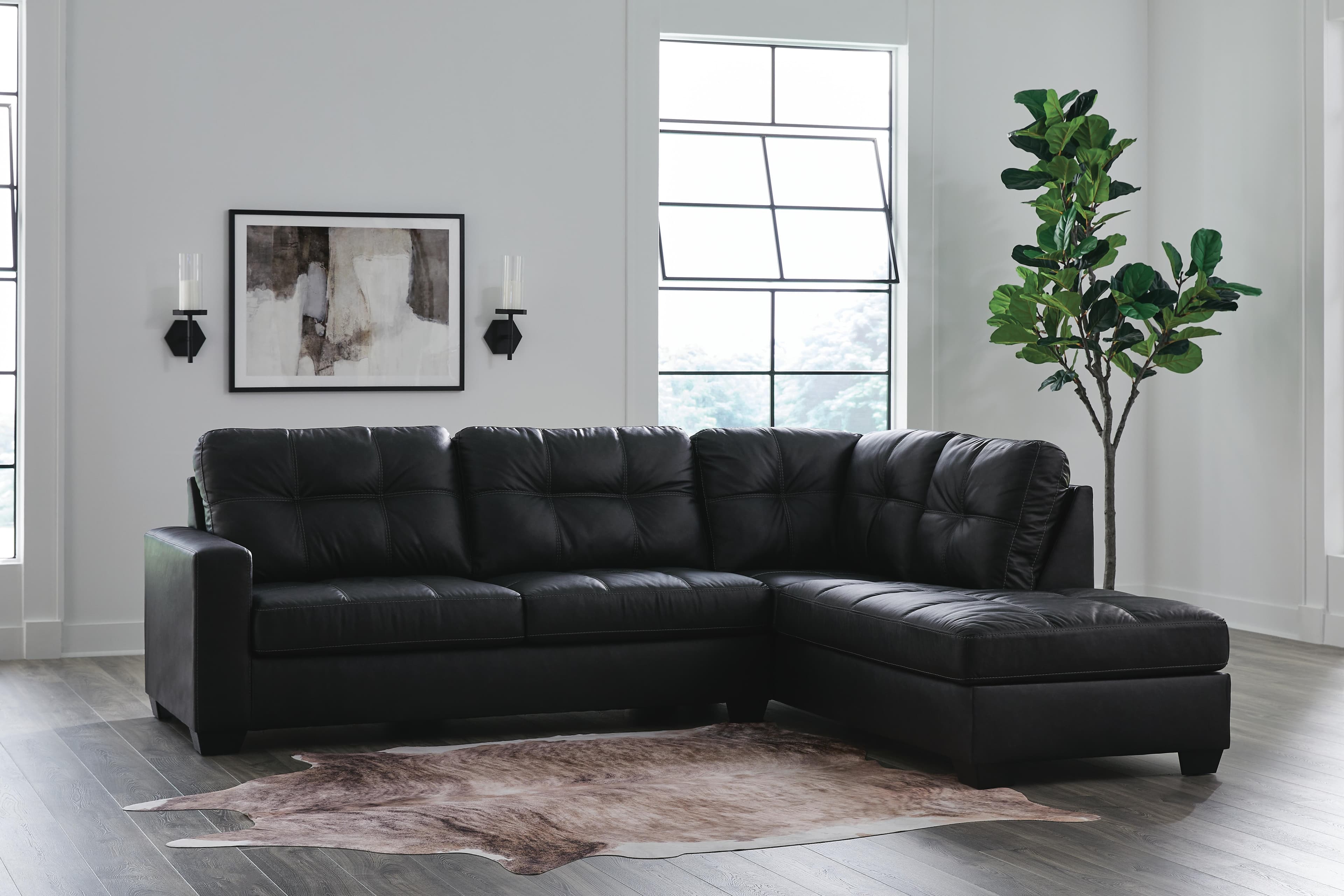 Barlin Mills 2-Piece Sectional with Chaise — Black/Gray — view 2