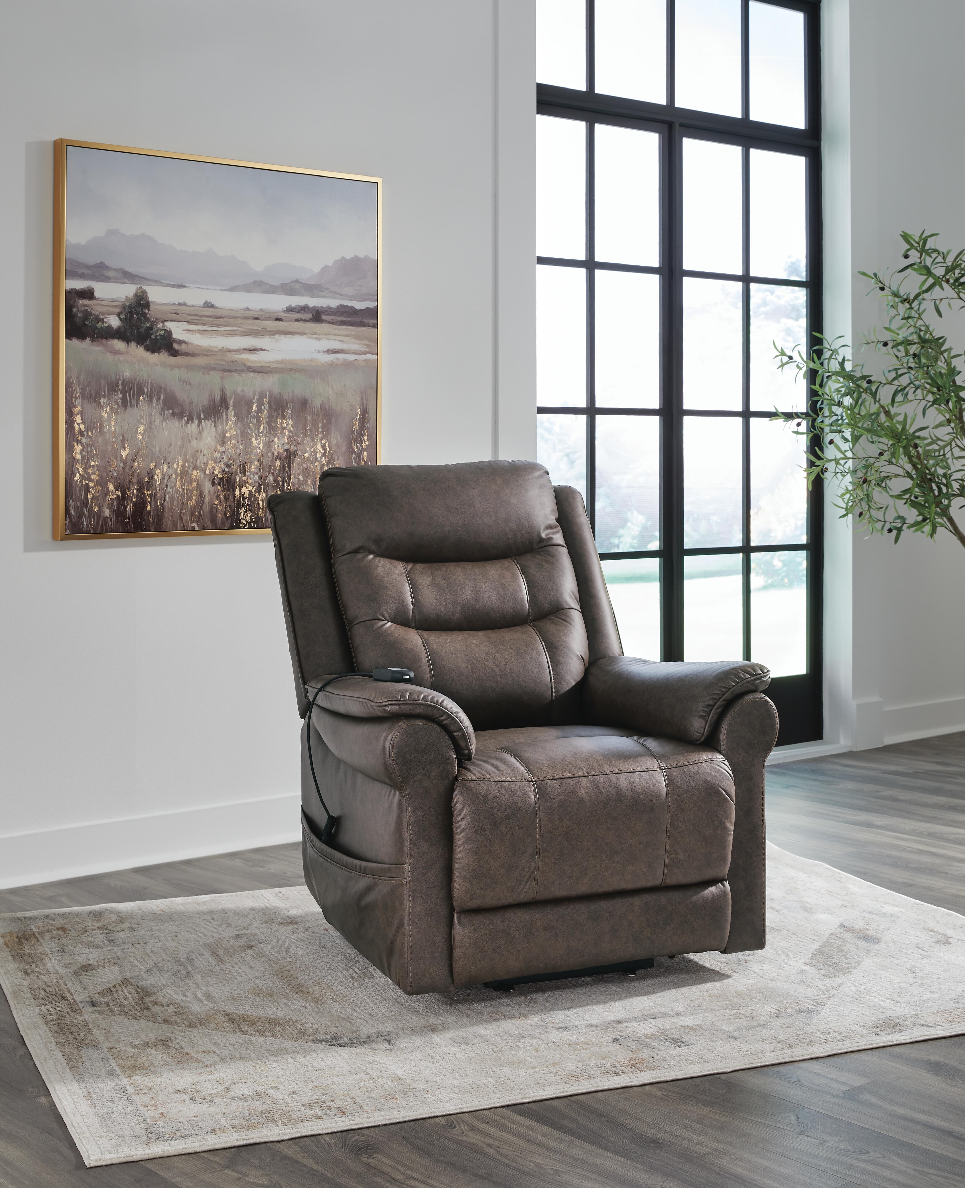 Oatman Power Lift Recliner — Brown/Beige — view 2