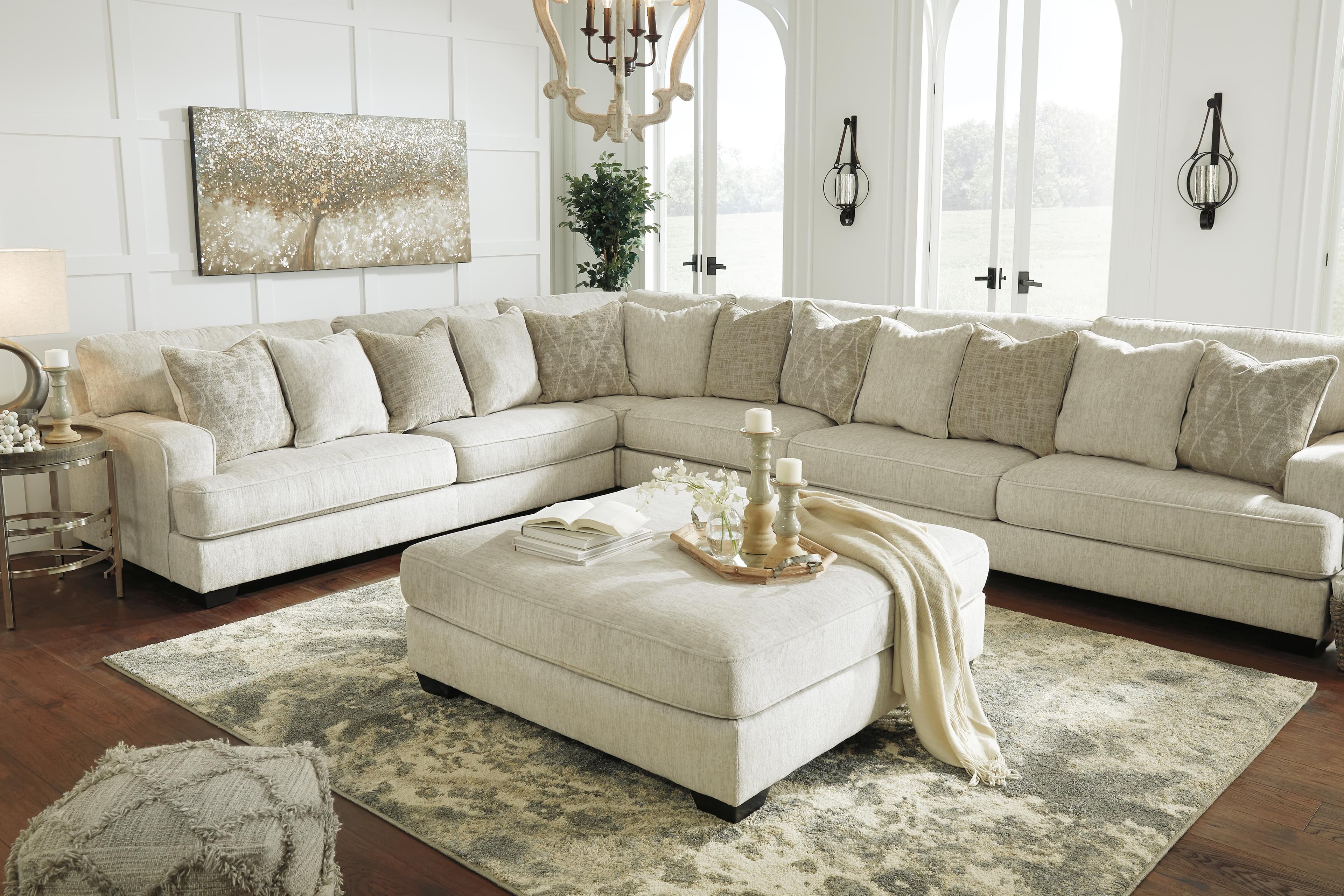 Rawcliffe Oversized Accent Ottoman — Brown/Beige — view 3