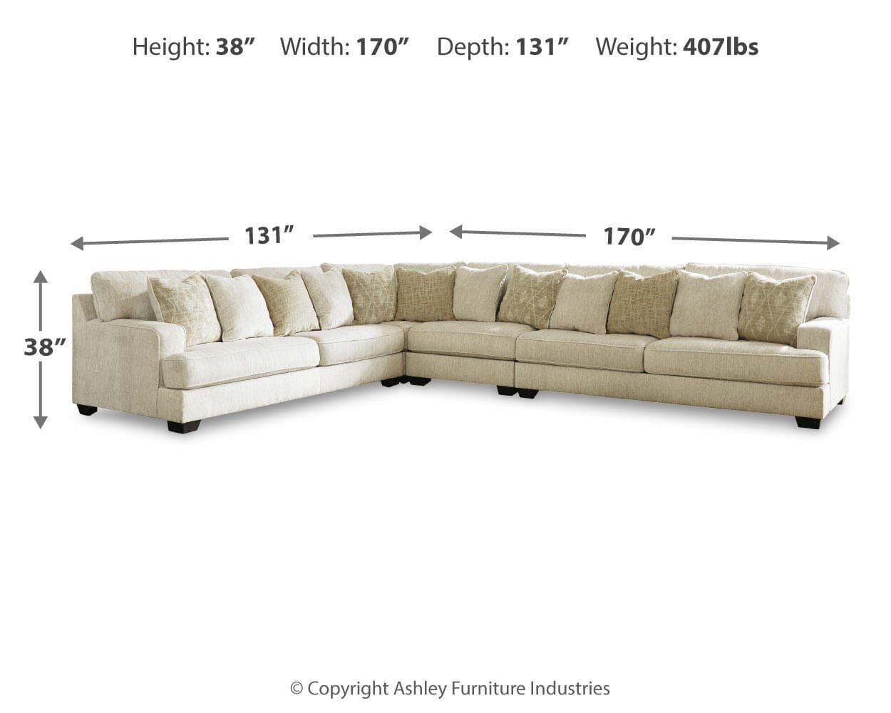 Rawcliffe 4-Piece Sectional — Brown/Beige — view 4