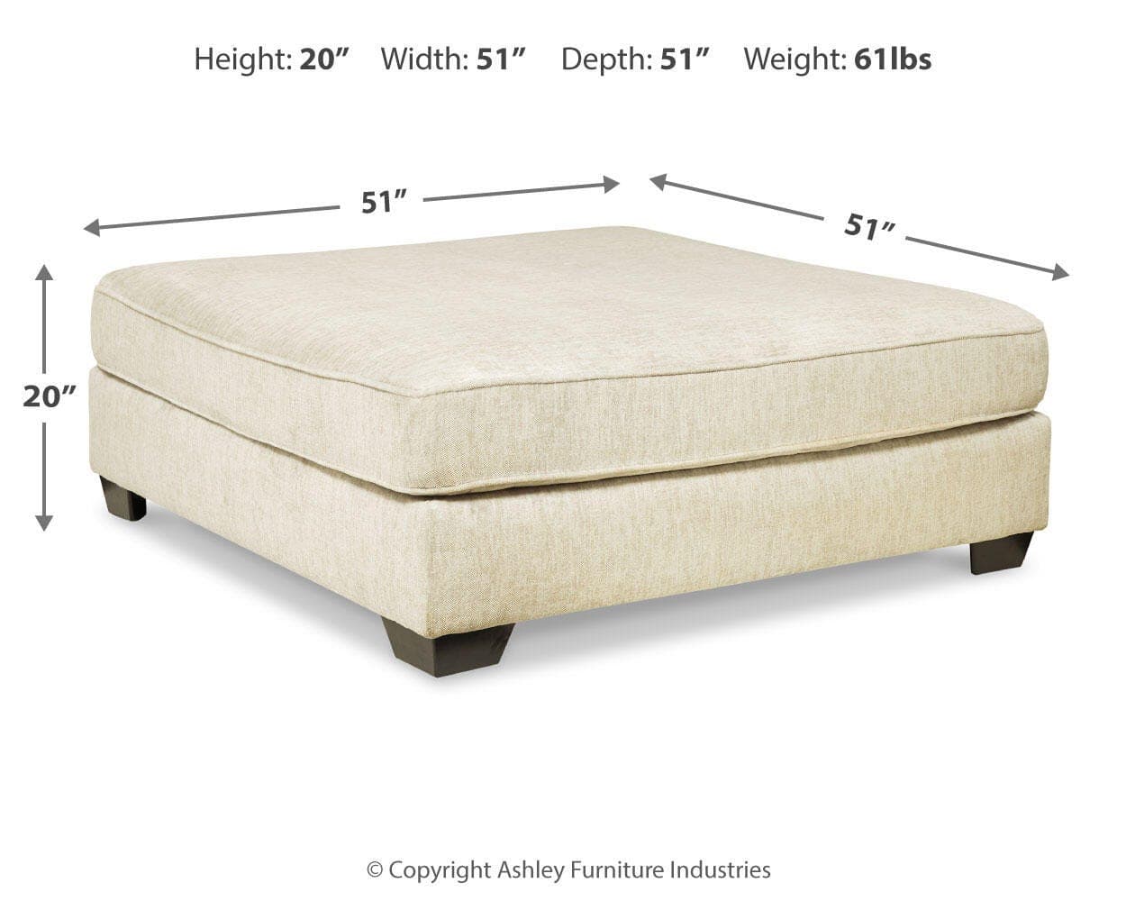 Rawcliffe Oversized Accent Ottoman — Brown/Beige — view 4