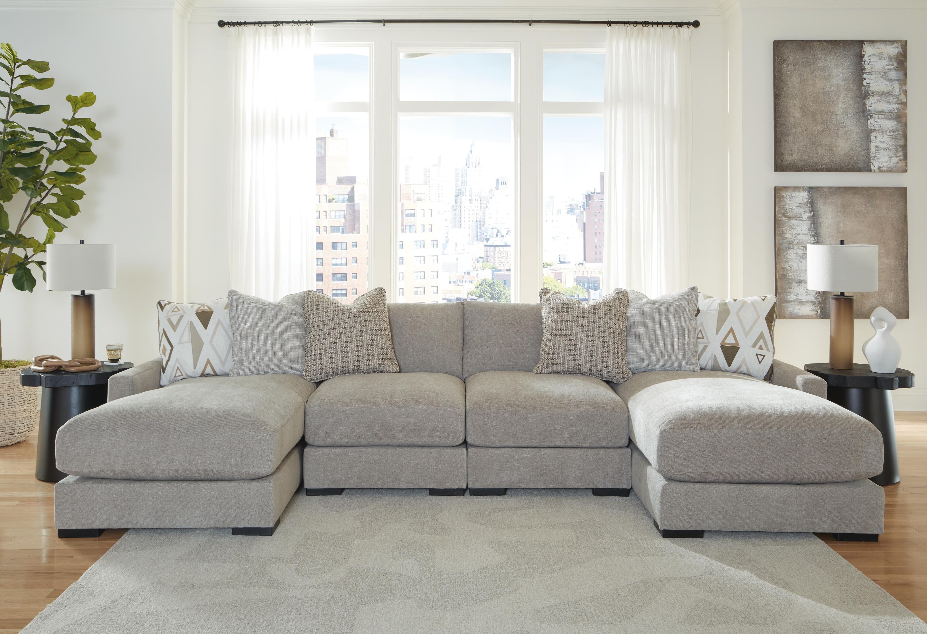 Aslan Court 4-Piece Sofa Pit Sectional — Black/Gray — view 3