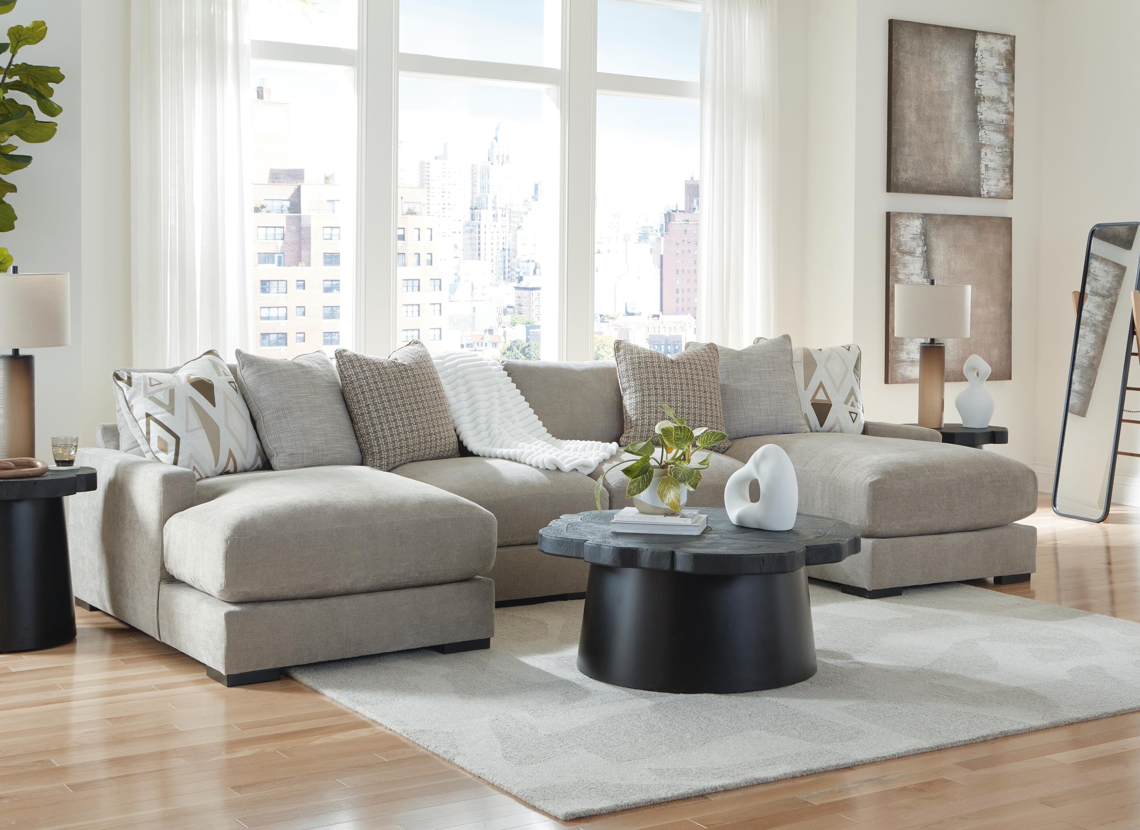Aslan Court 4-Piece Sofa Pit Sectional — Black/Gray — view 4