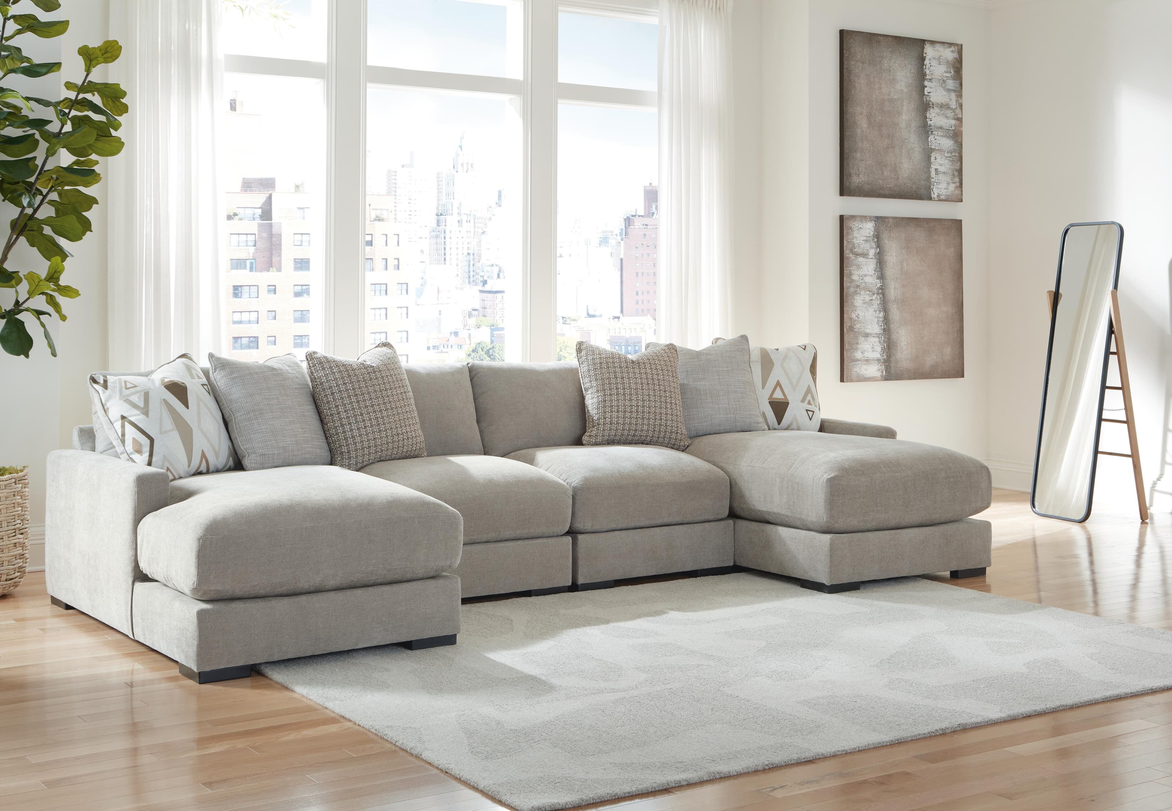 Aslan Court 4-Piece Sofa Pit Sectional — Black/Gray — view 2
