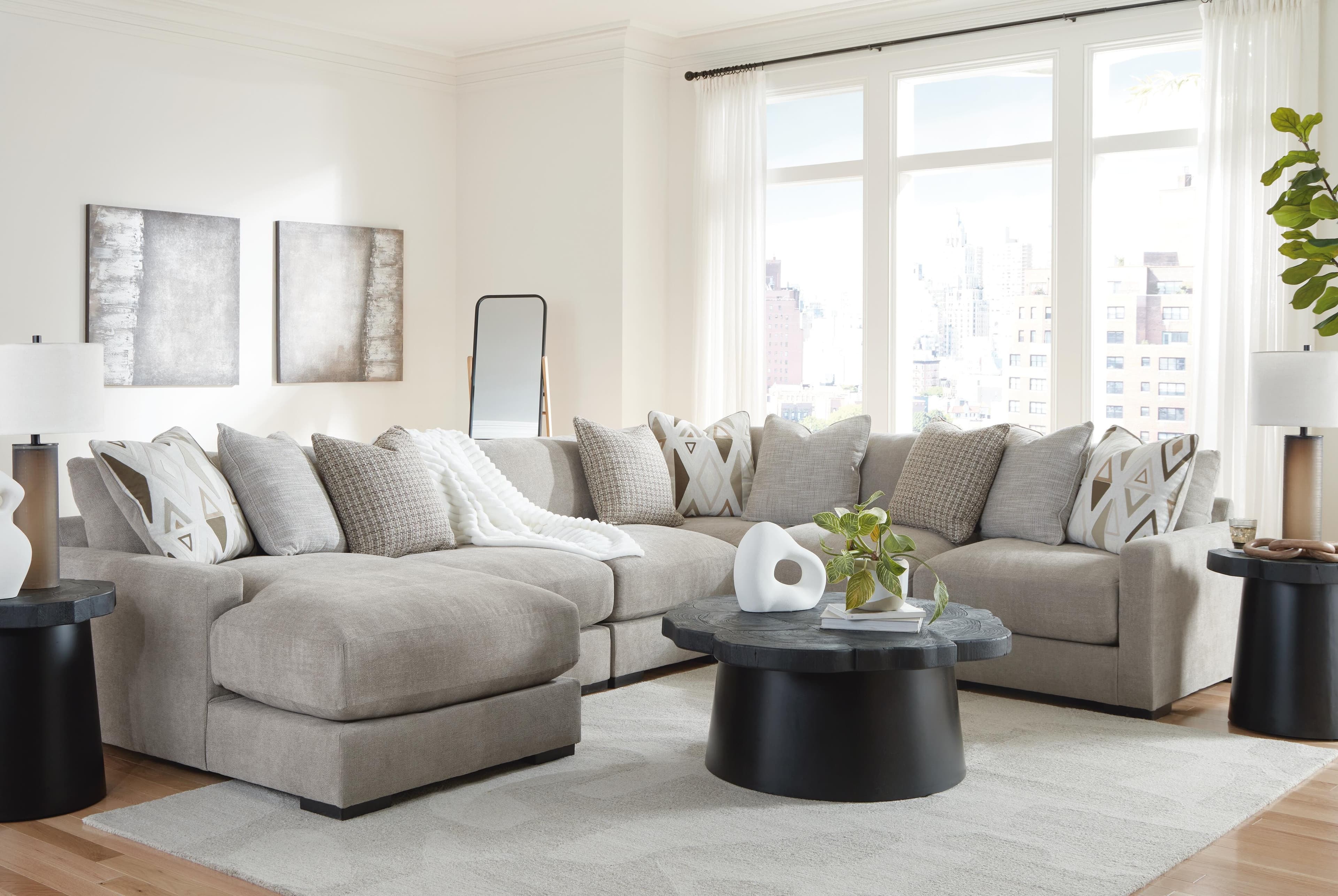 Aslan Court 6-Piece Sectional with Chaise — Flax — view 3