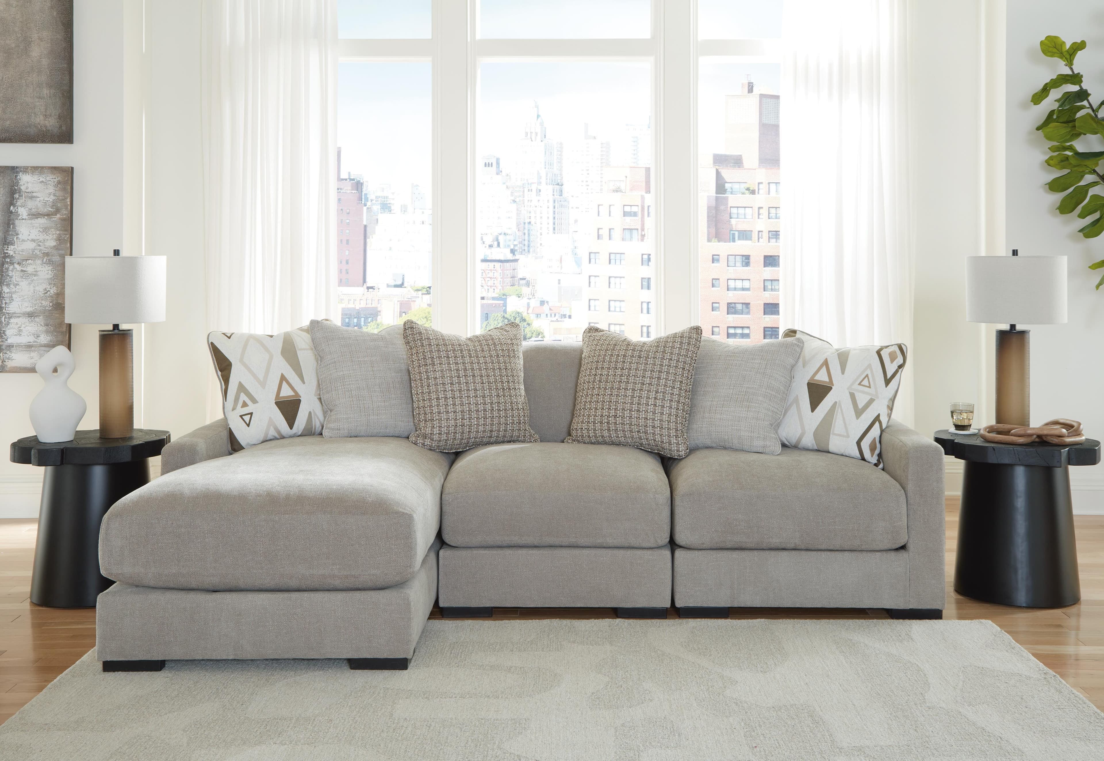 Aslan Court 3-Piece Sofa Sectional with Chaise — Black/Gray — view 2