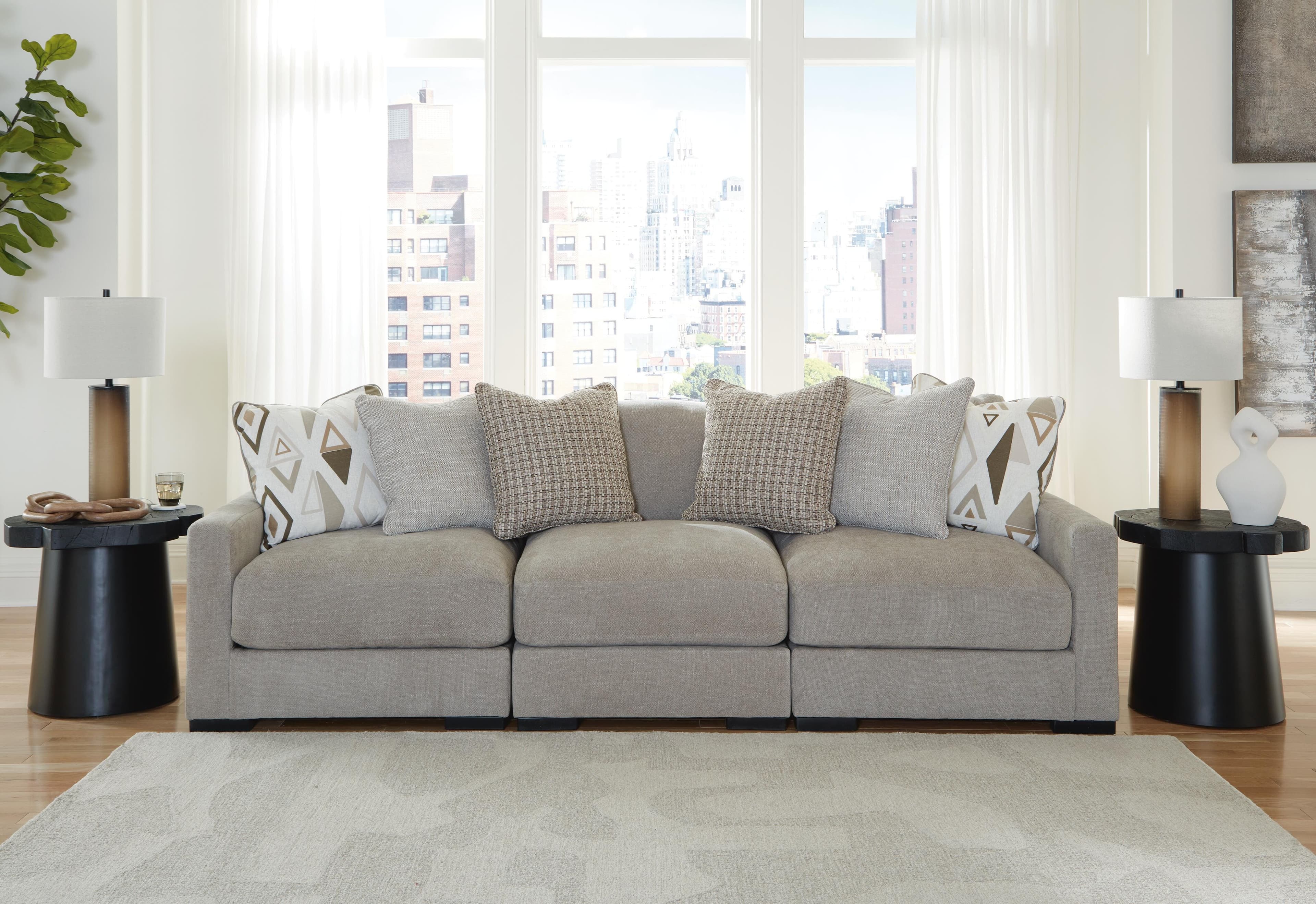 Aslan Court 3-Piece Sofa Sectional — Black/Gray — view 2