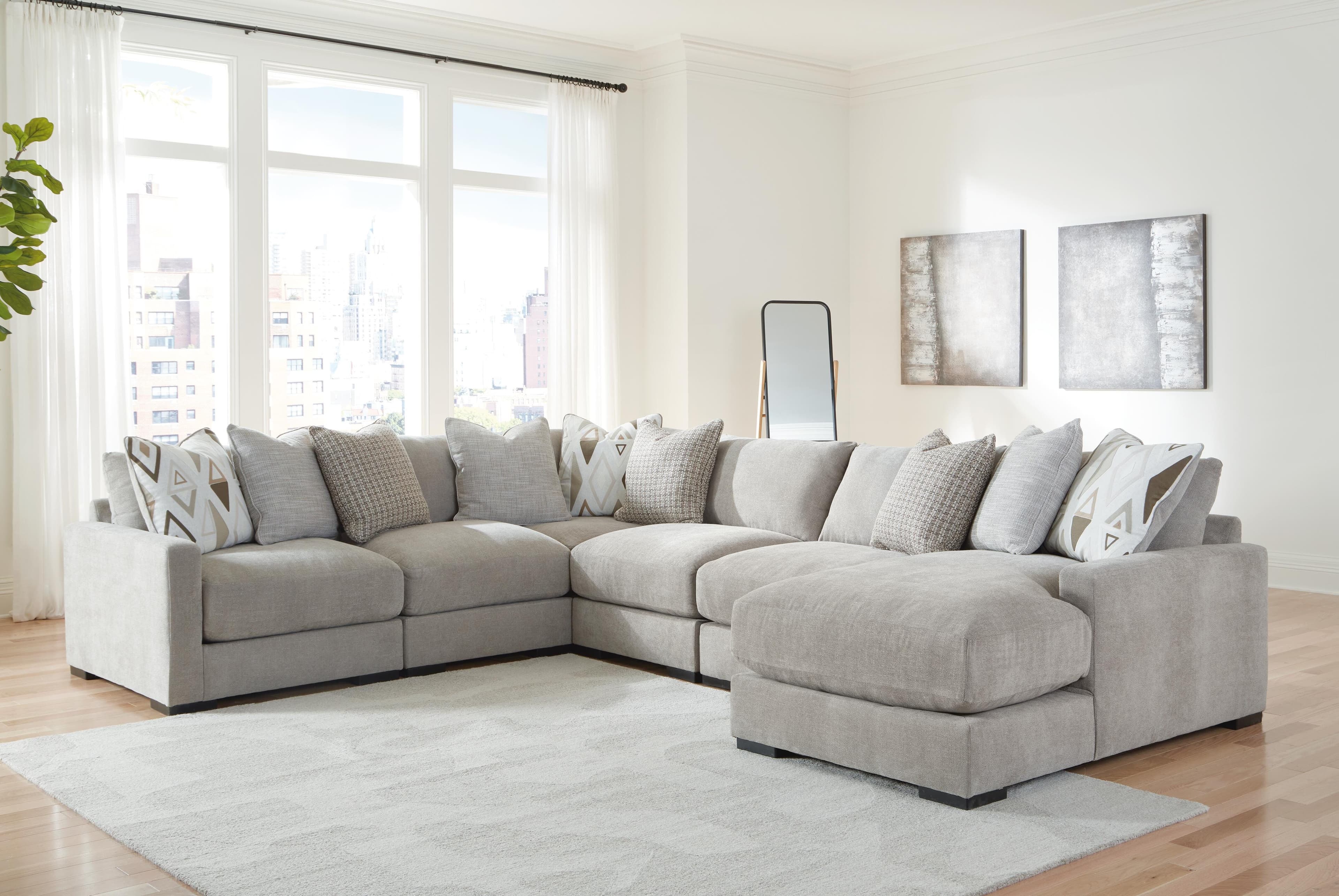 Aslan Court 6-Piece Sectional with Chaise — Black/Gray — view 2