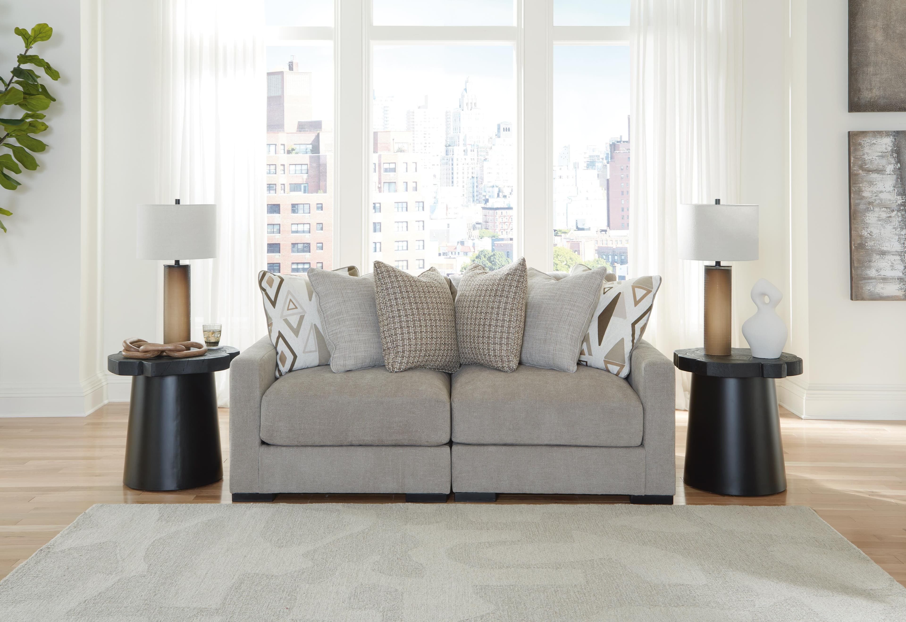 Aslan Court 2-Piece Loveseat Sectional — Black/Gray — view 2