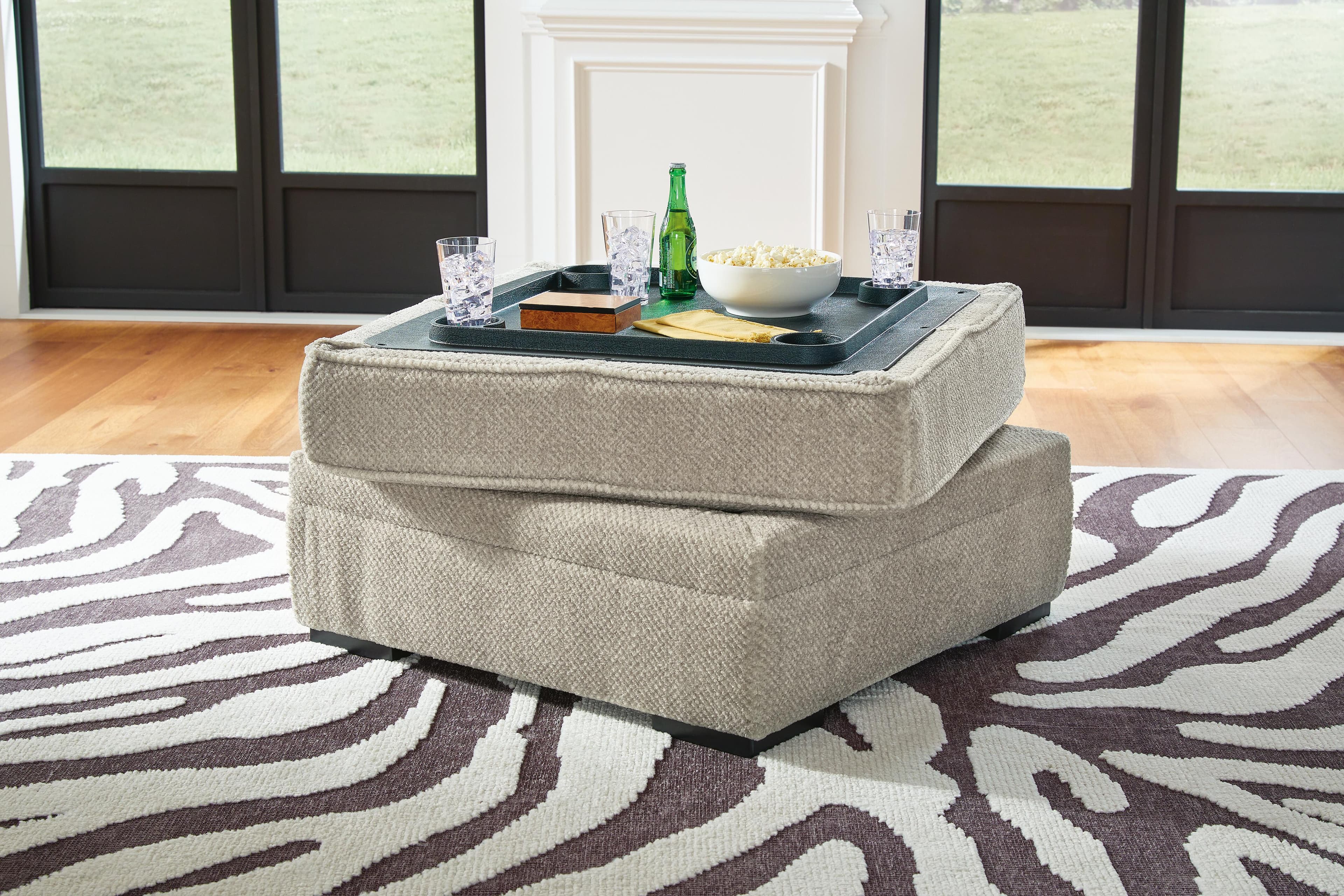 Calnita Ottoman With Storage — Brown/Beige — view 6