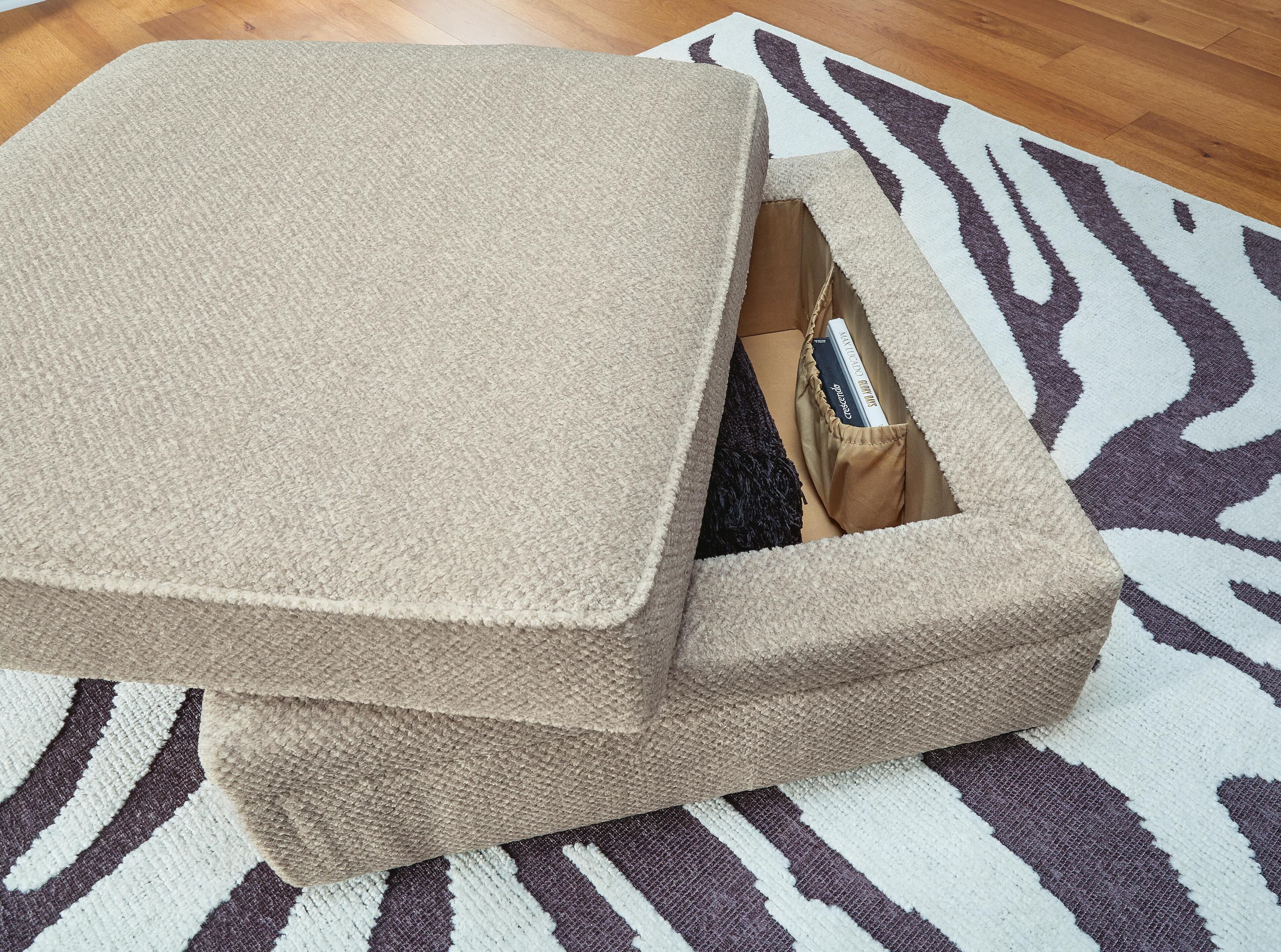 Calnita Ottoman With Storage — Brown/Beige — view 7