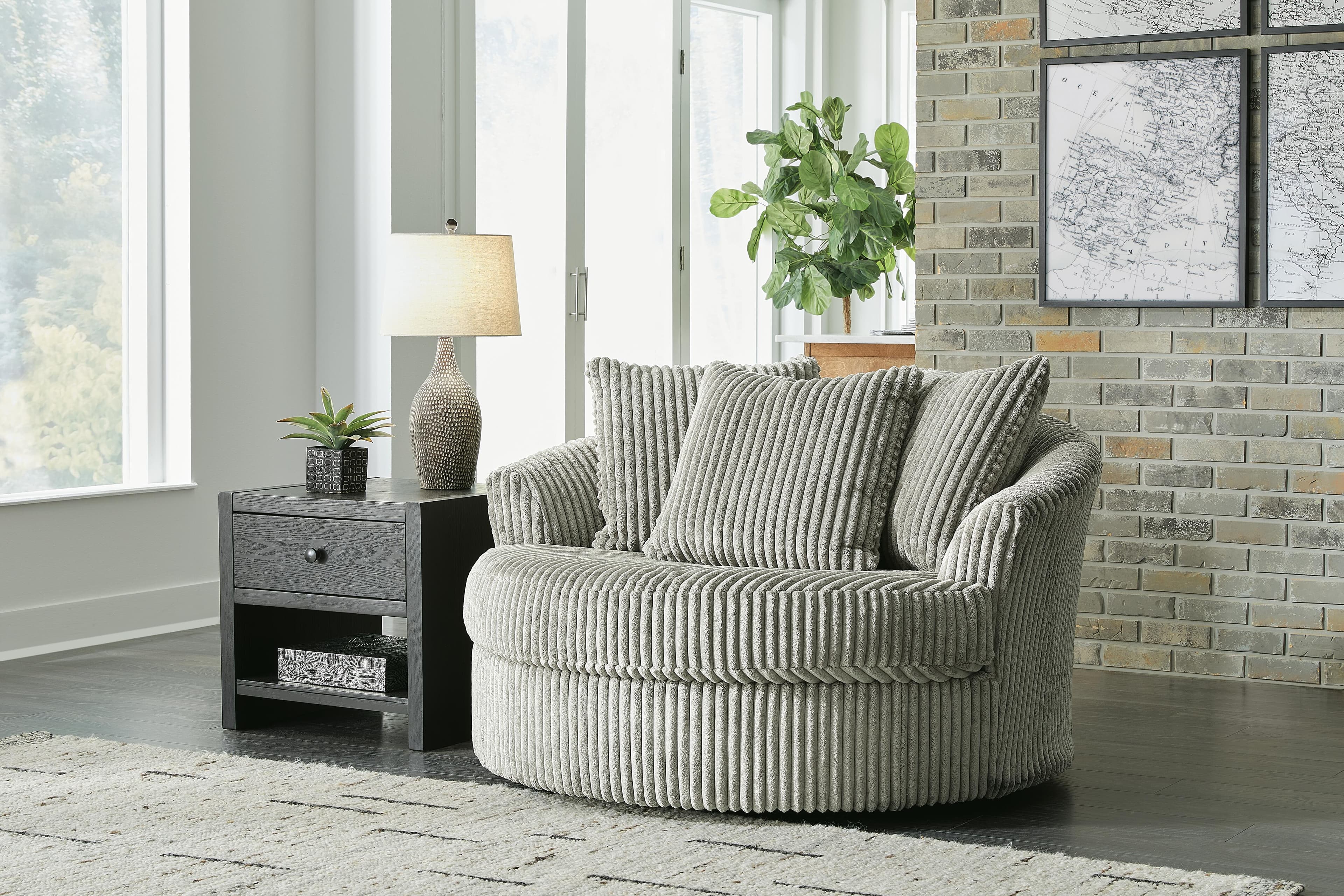 Lindyn Oversized Swivel Accent Chair — Black/Gray — view 2