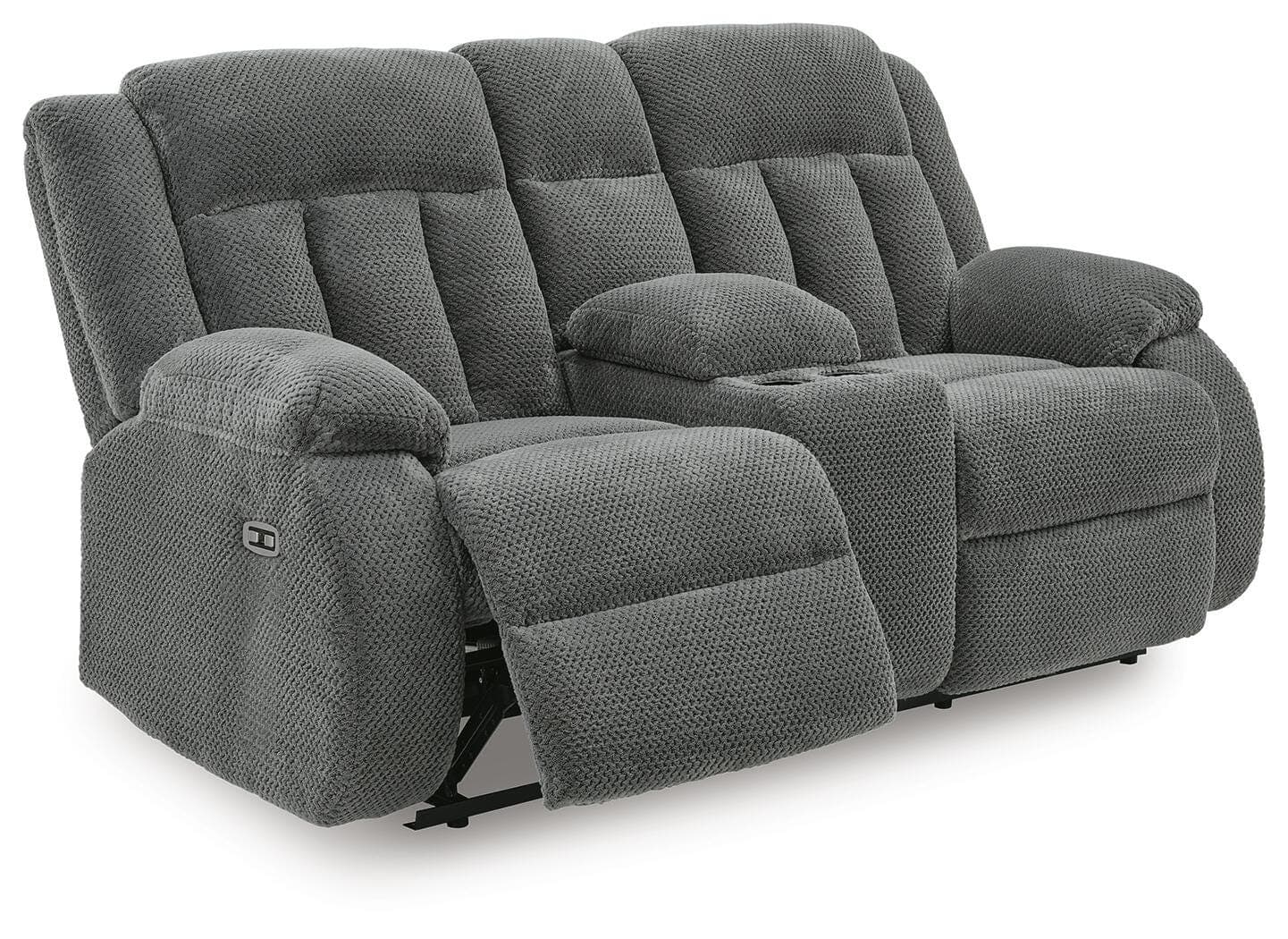 Greely Bend Power Reclining Loveseat with Console — Black/Gray — view 3