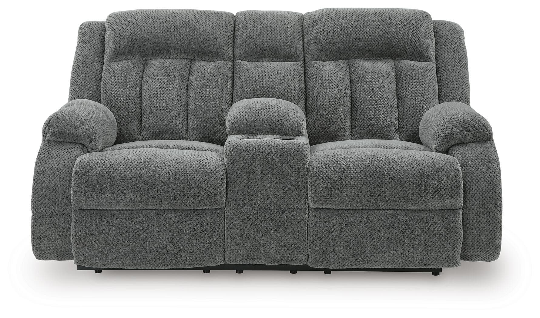 Greely Bend Power Reclining Loveseat with Console — Black/Gray — view 4