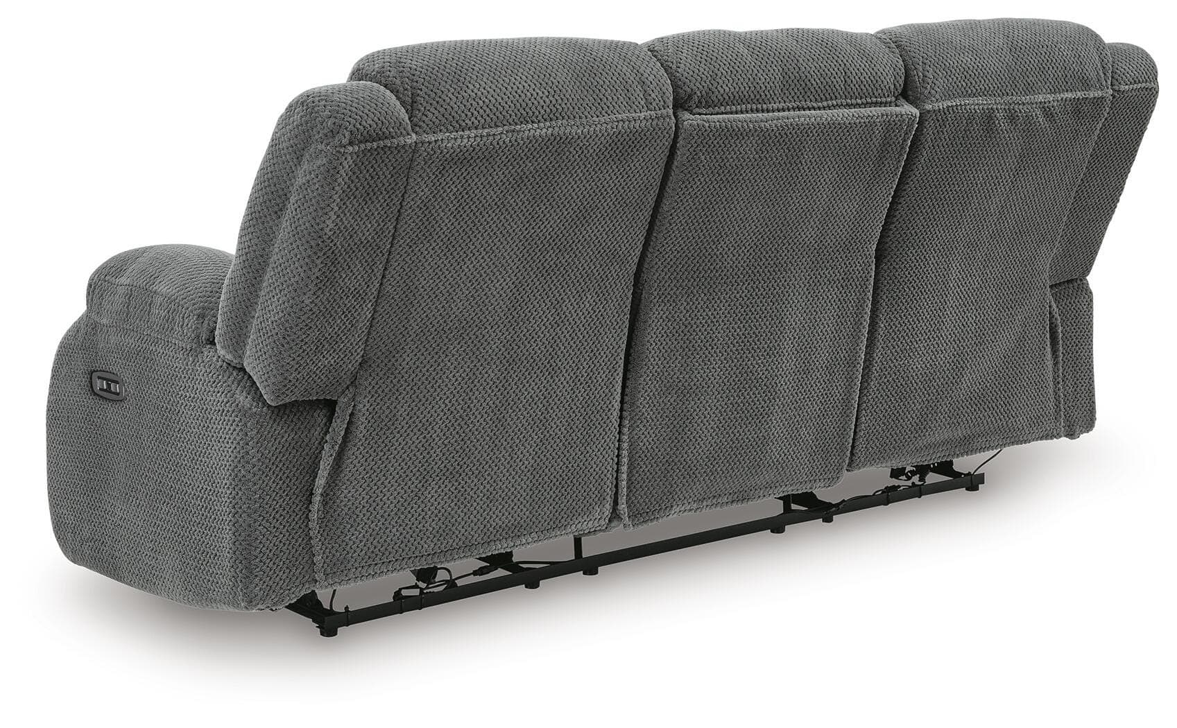 Greely Bend Power Reclining Sofa with Drop Down Table — Black/Gray — view 6