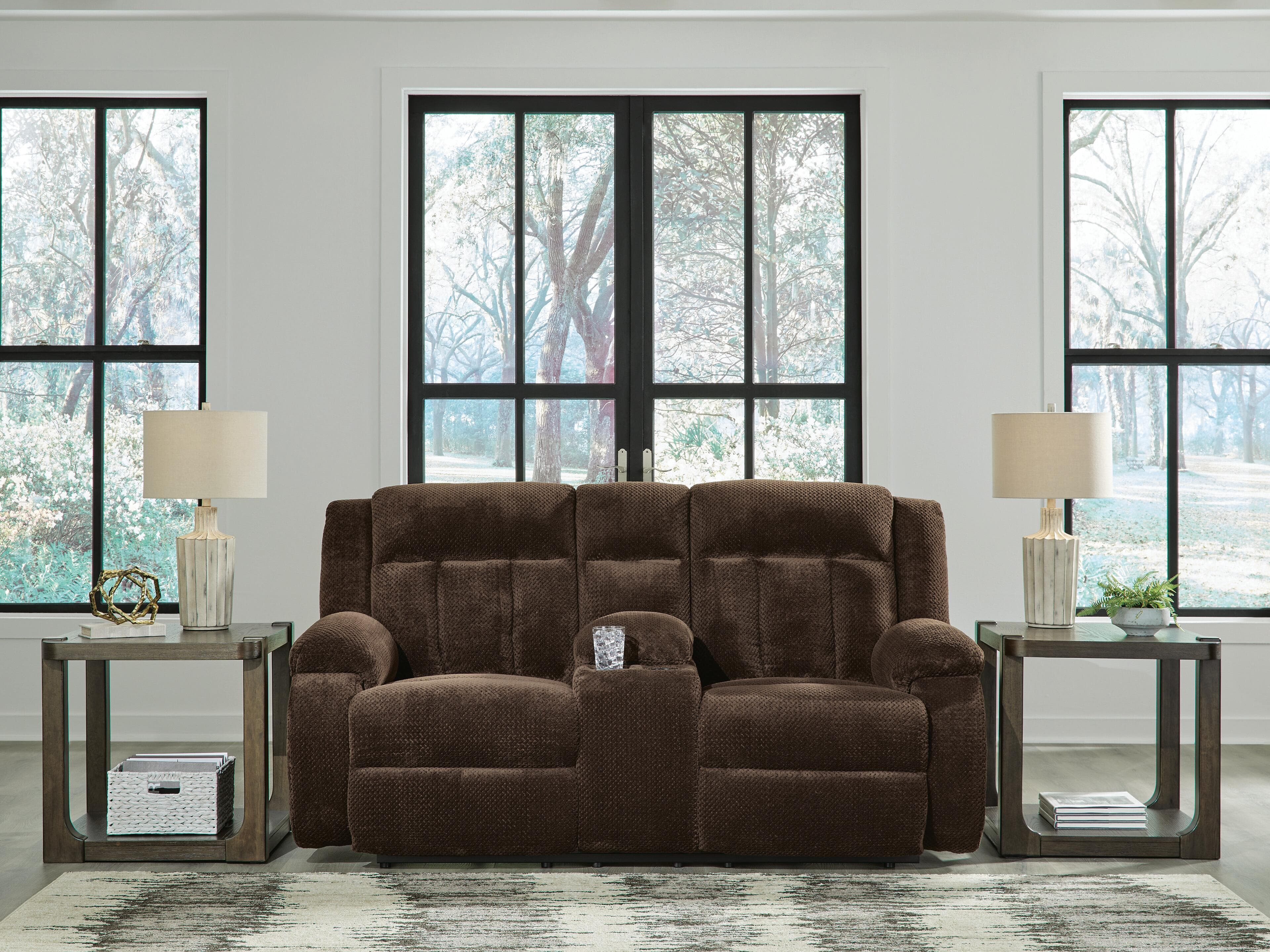 Greely Bend Power Reclining Loveseat with Console — Brown/Beige — view 2
