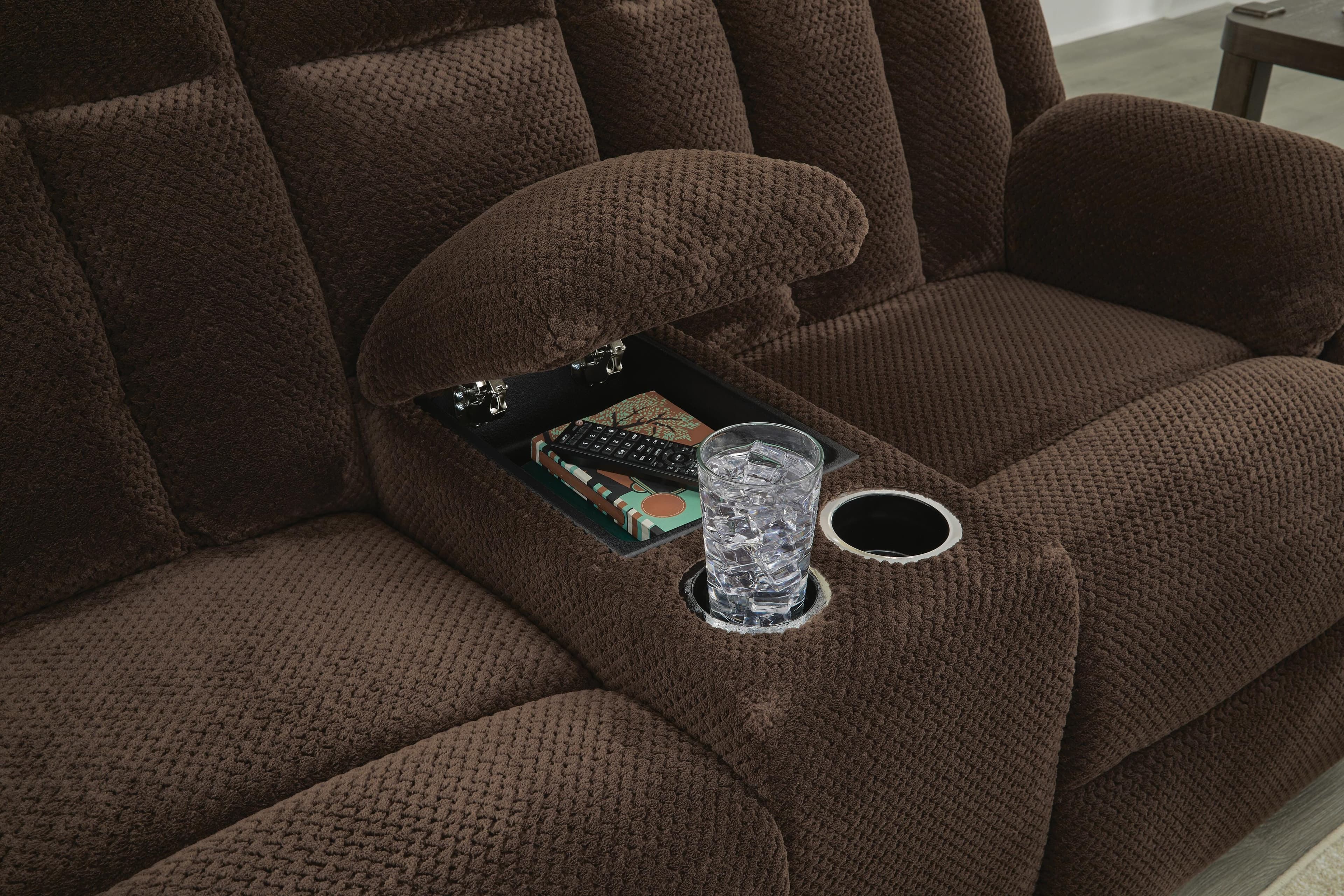 Greely Bend Power Reclining Loveseat with Console — Brown/Beige — view 5