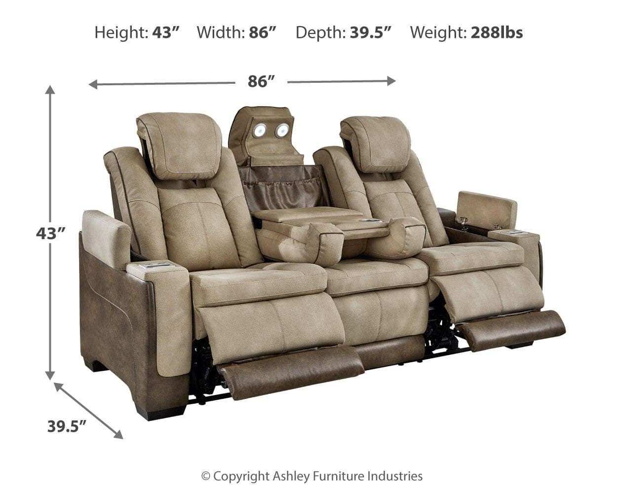 Next-Gen Durapella Power Reclining Sofa — Brown/Beige — view 4