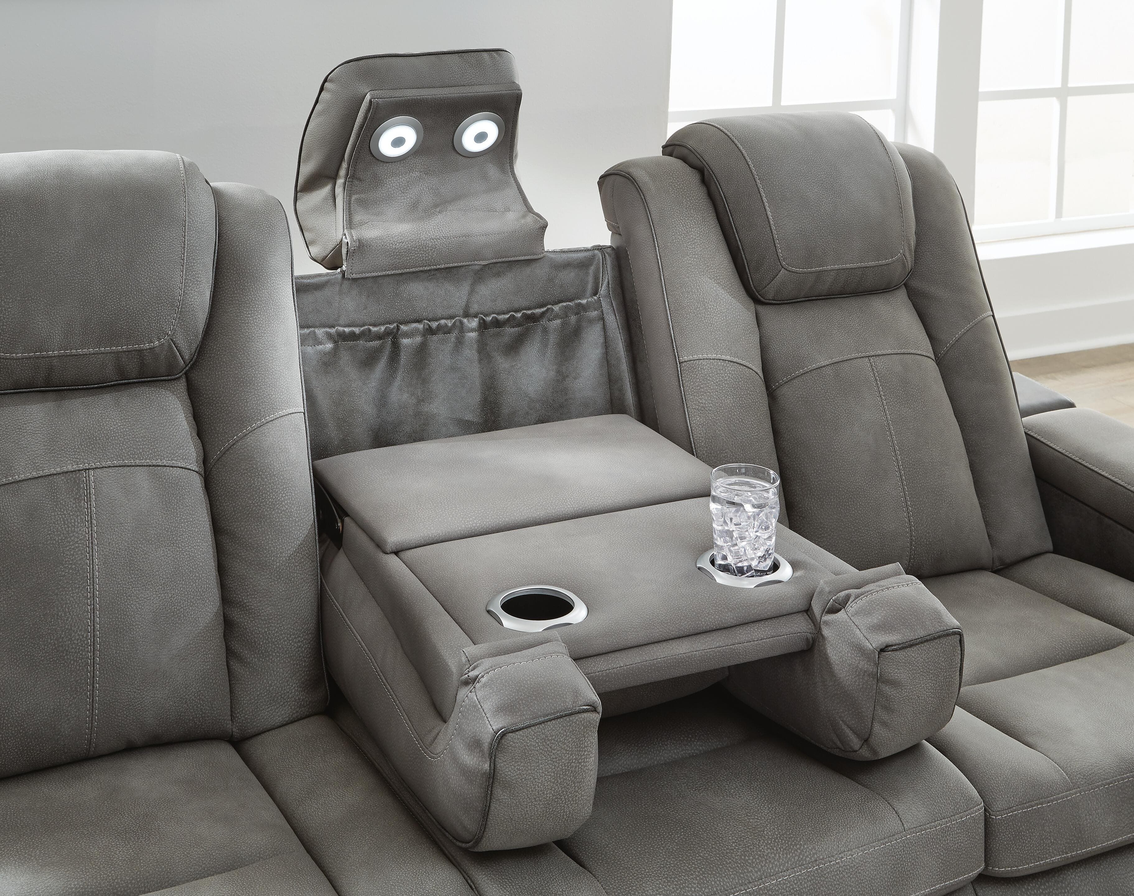 Next-Gen Durapella Power Reclining Sofa — Black/Gray — view 6