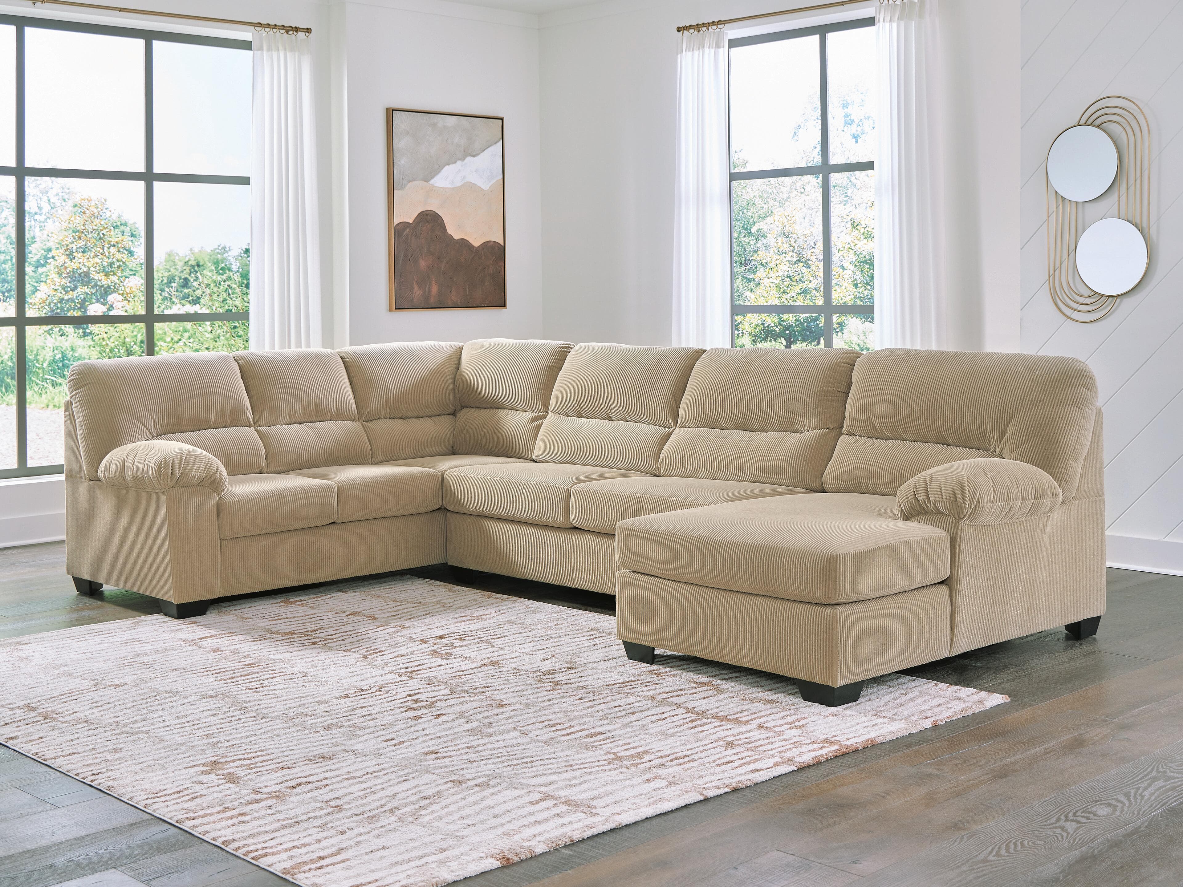 SimpleJoy 3-Piece Sectional with Chaise — Sand — view 2