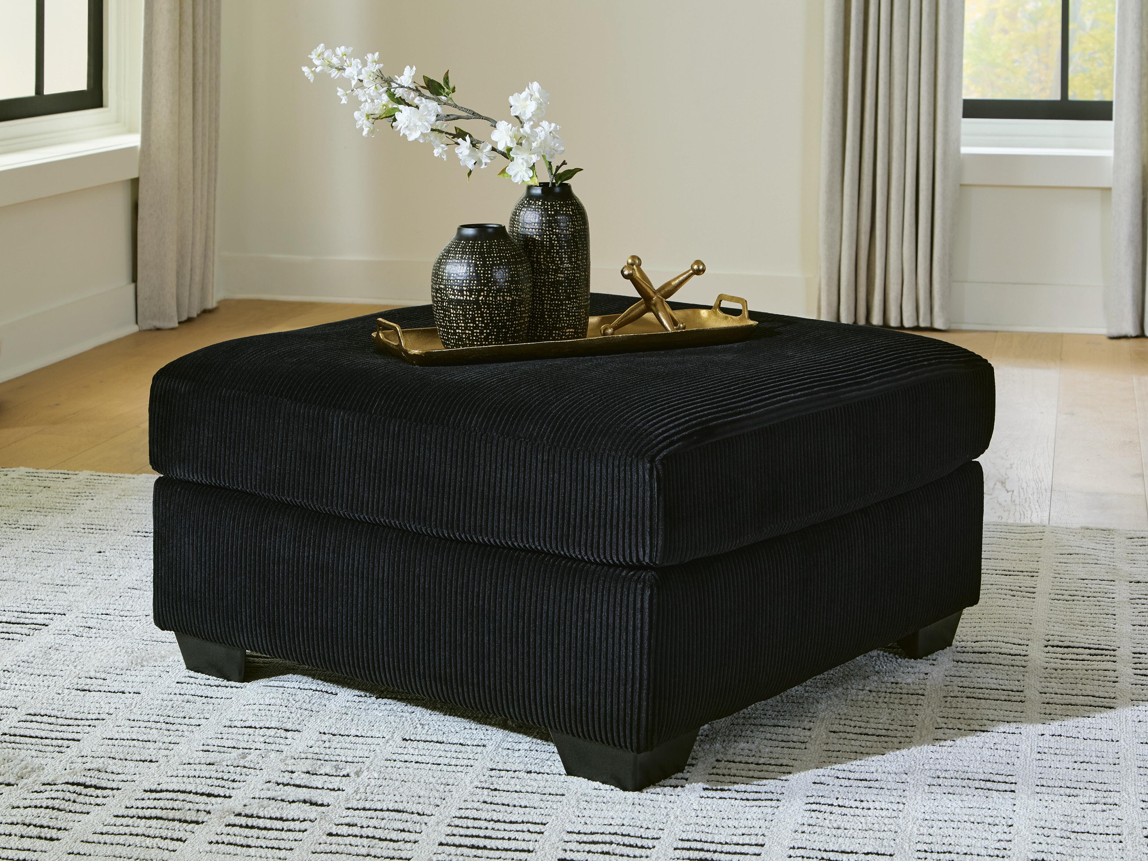 SimpleJoy Oversized Accent Ottoman — Black/Gray — view 2