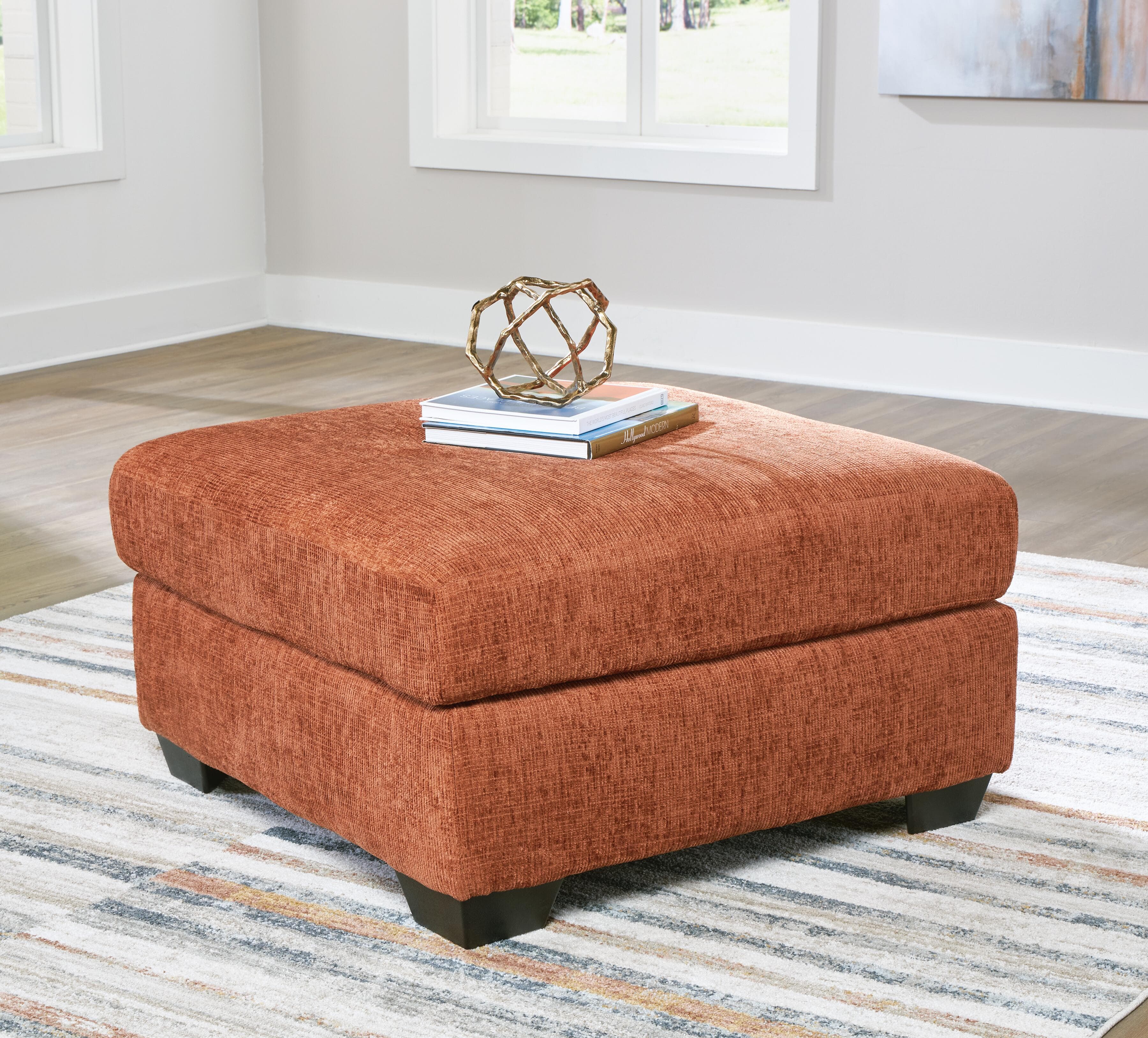 Aviemore Oversized Accent Ottoman — Orange — view 2