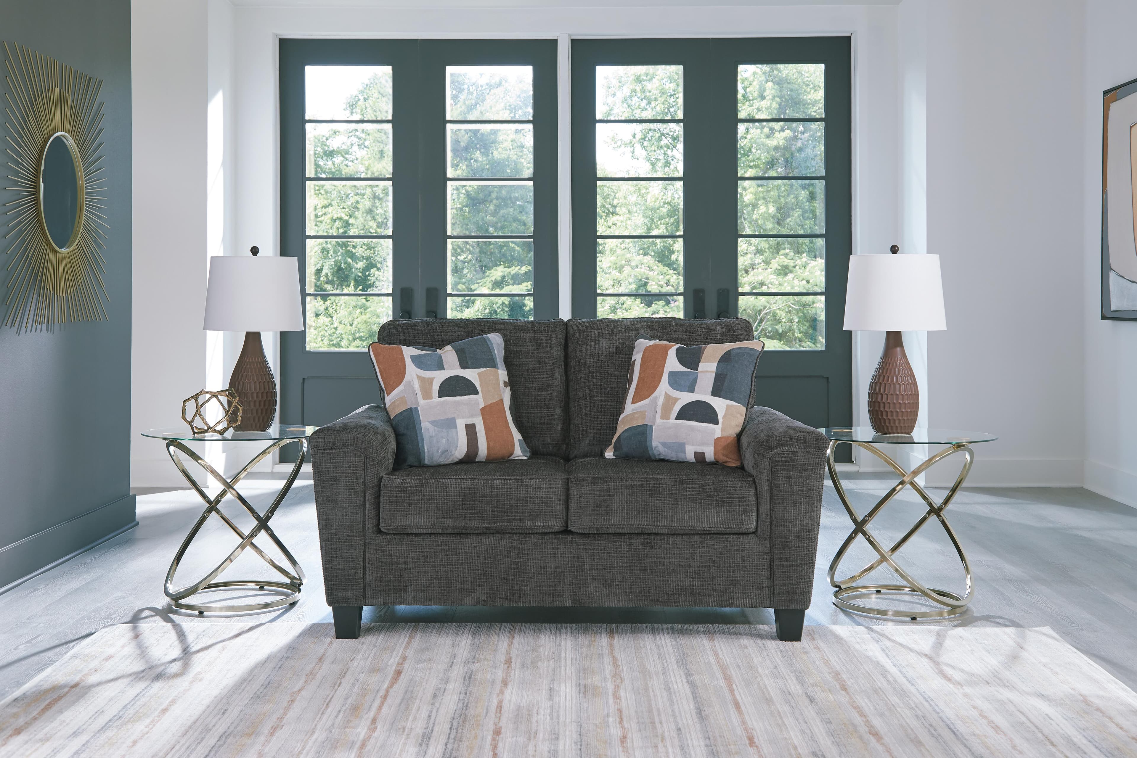 Erinslane Loveseat — Black/Gray — view 2