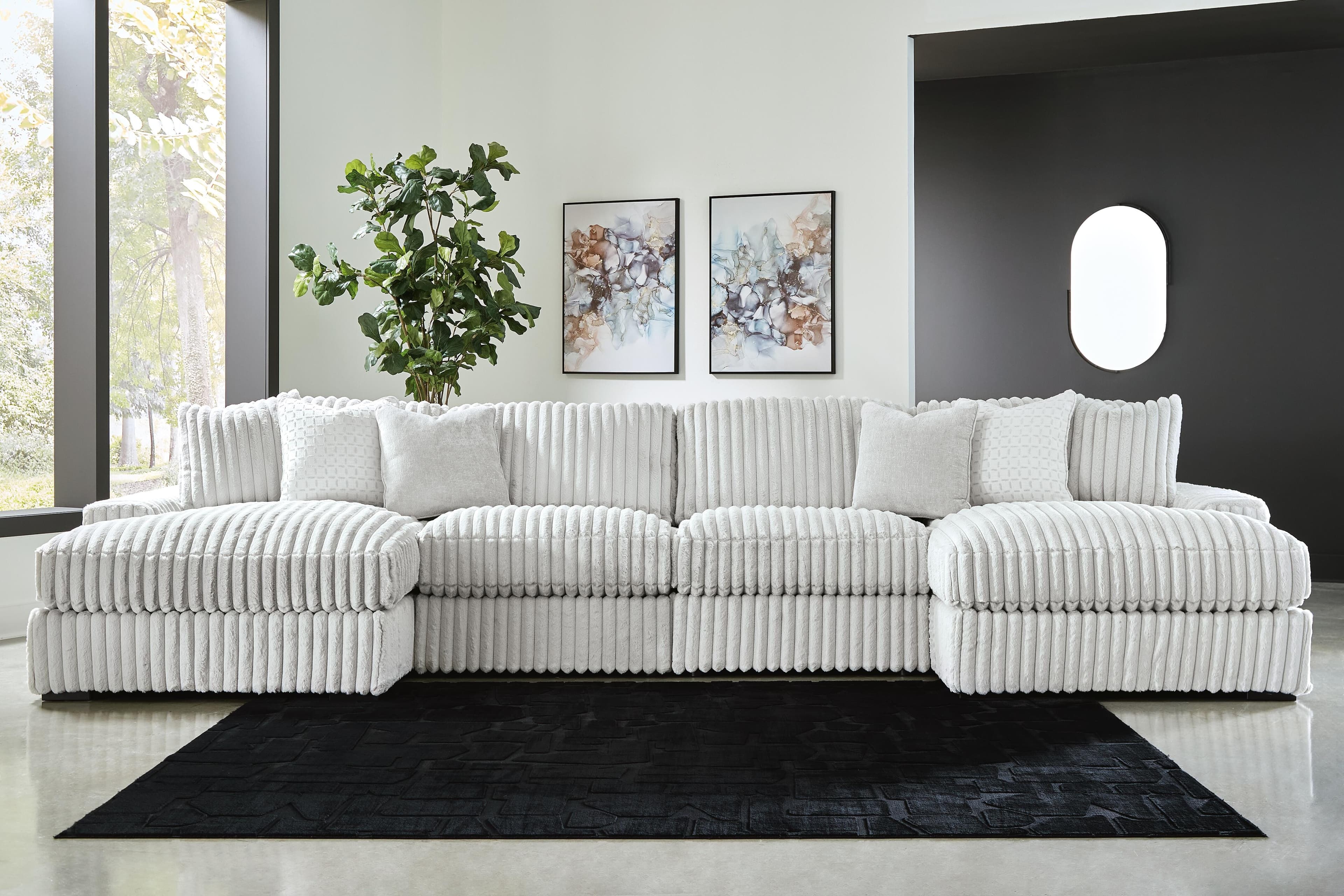 Stupendous 4-Piece Sectional with Double Chaise — Alloy — view 2