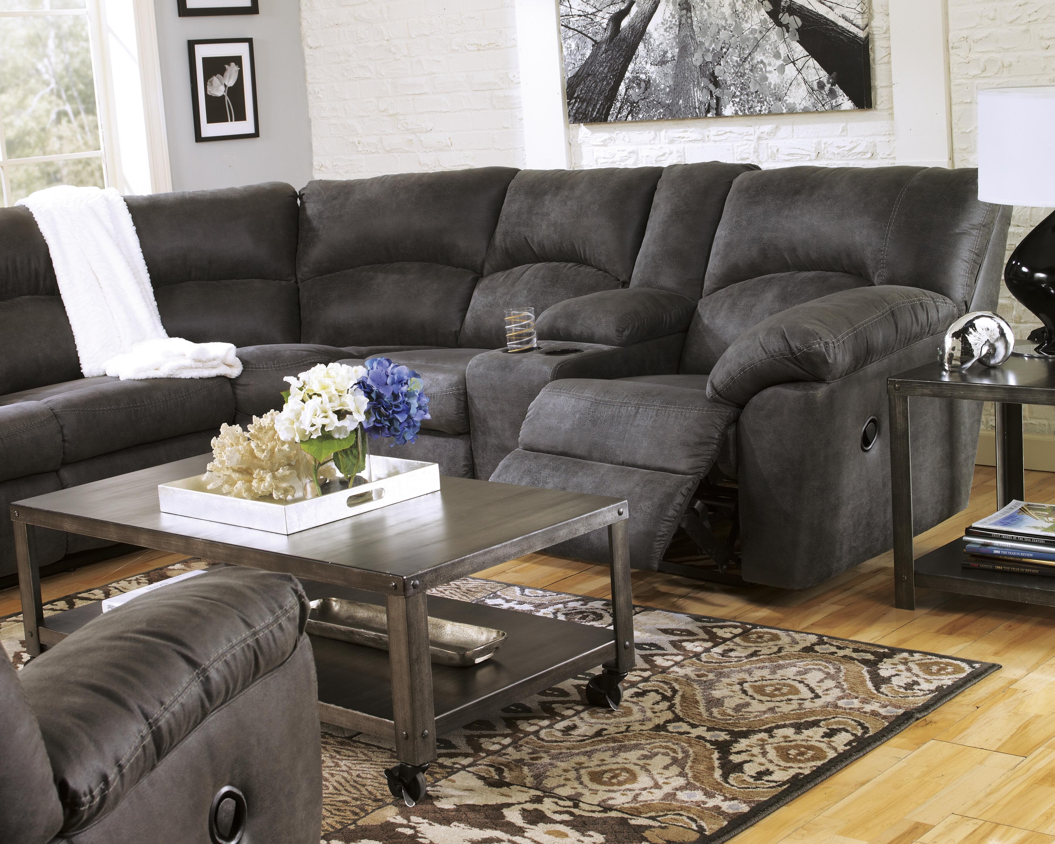 Tambo 2-Piece Reclining Sectional — Black/Gray — view 4