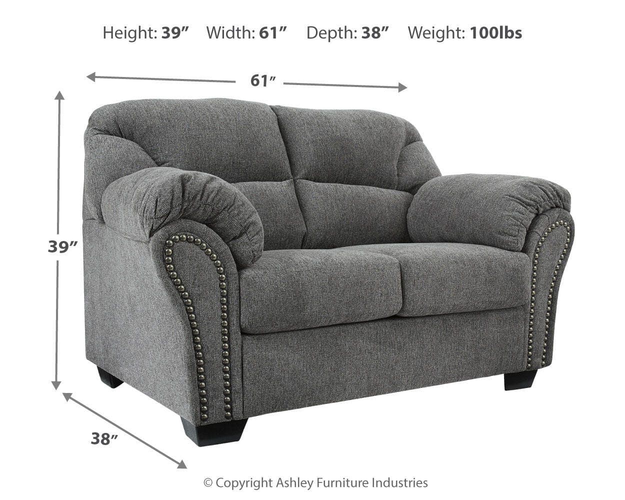 Allmaxx Loveseat — Black/Gray — view 4