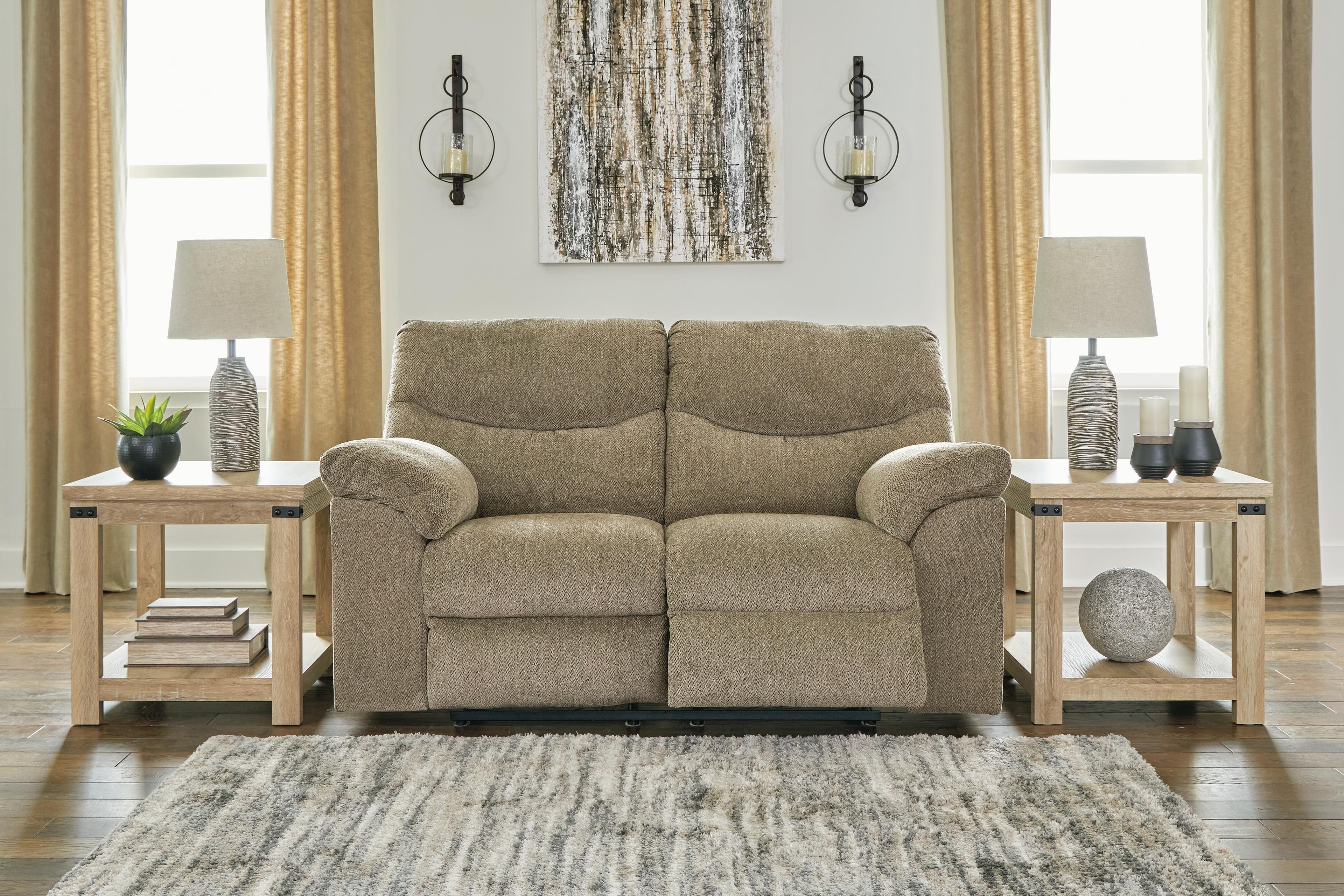 Alphons Reclining Loveseat — Brown/Beige — view 7