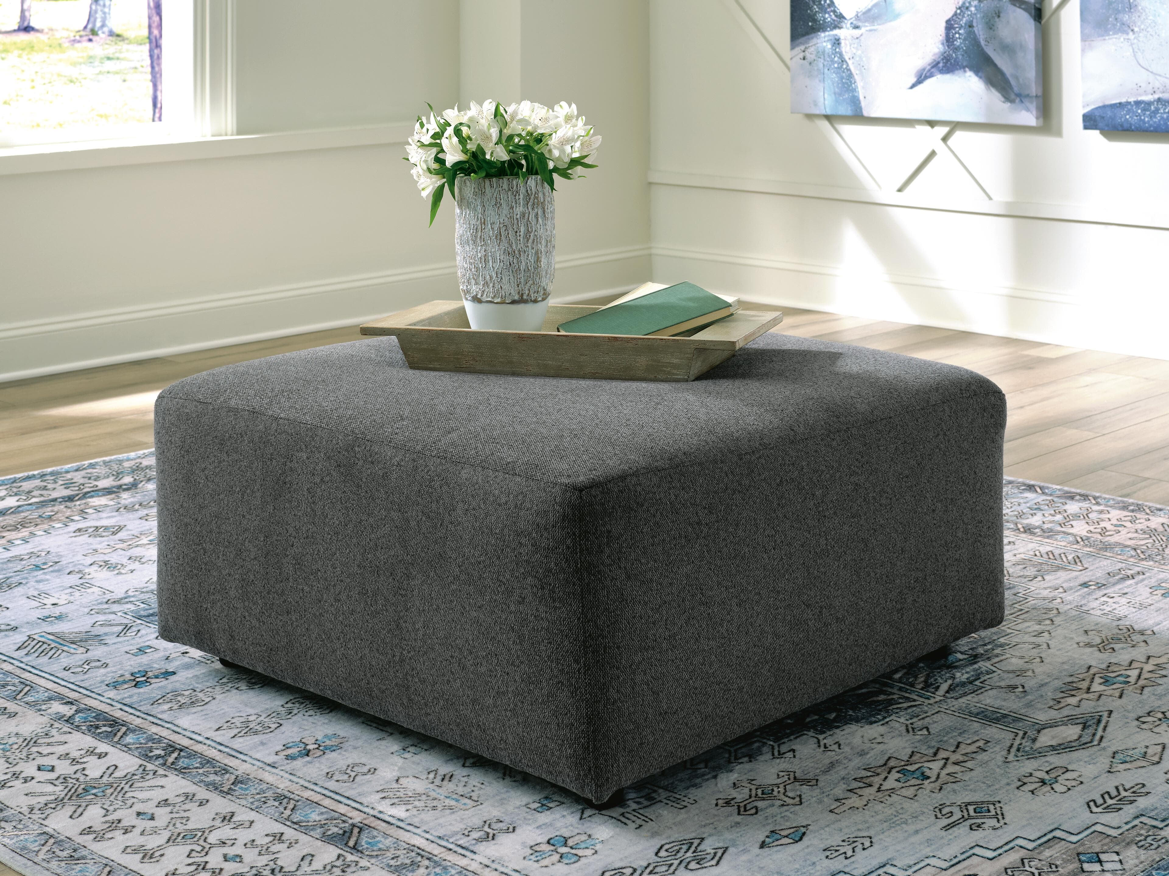 Edenfield Oversized Accent Ottoman — Black/Gray — view 2