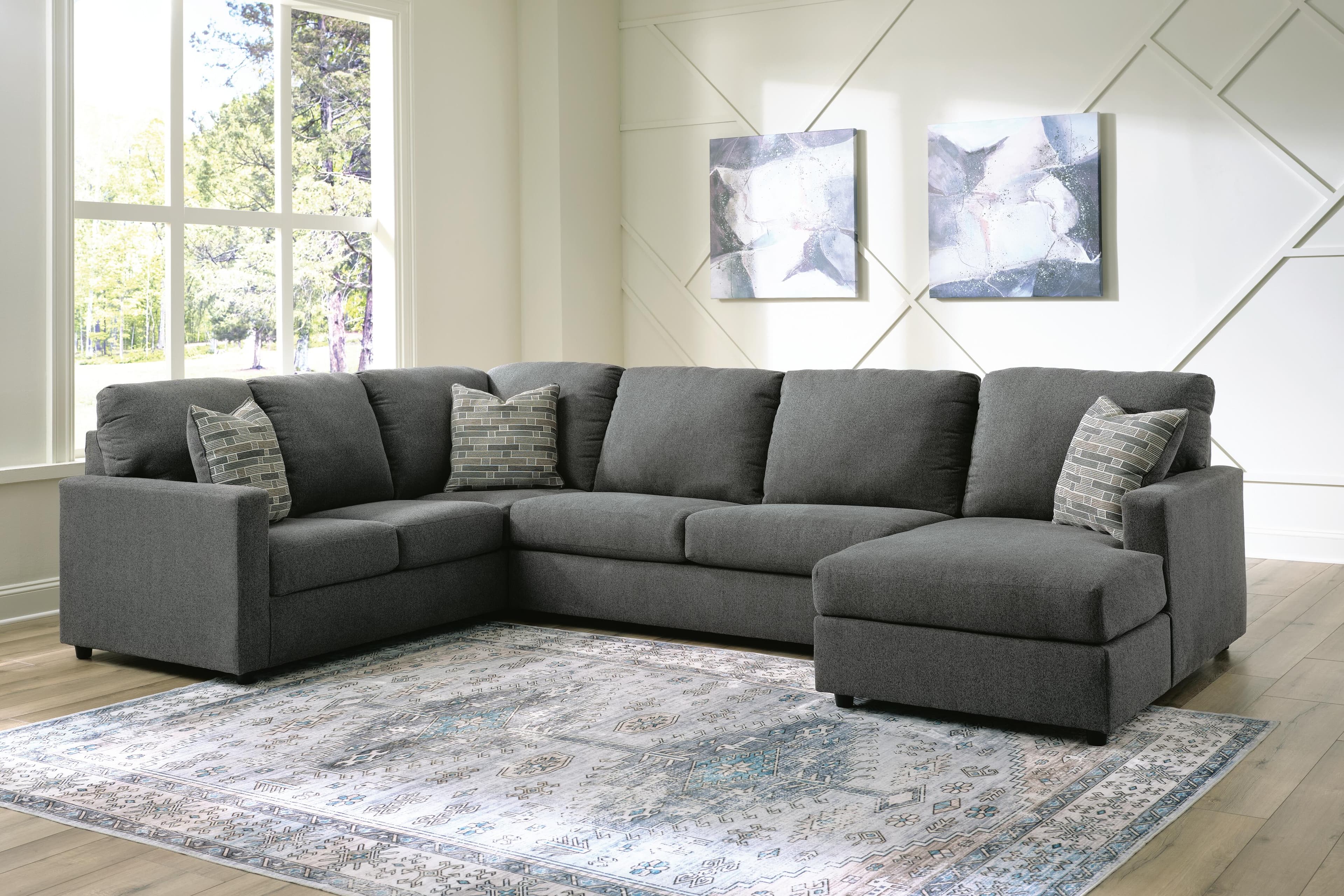 Edenfield 3-Piece Sectional with Chaise — Black/Gray — view 2