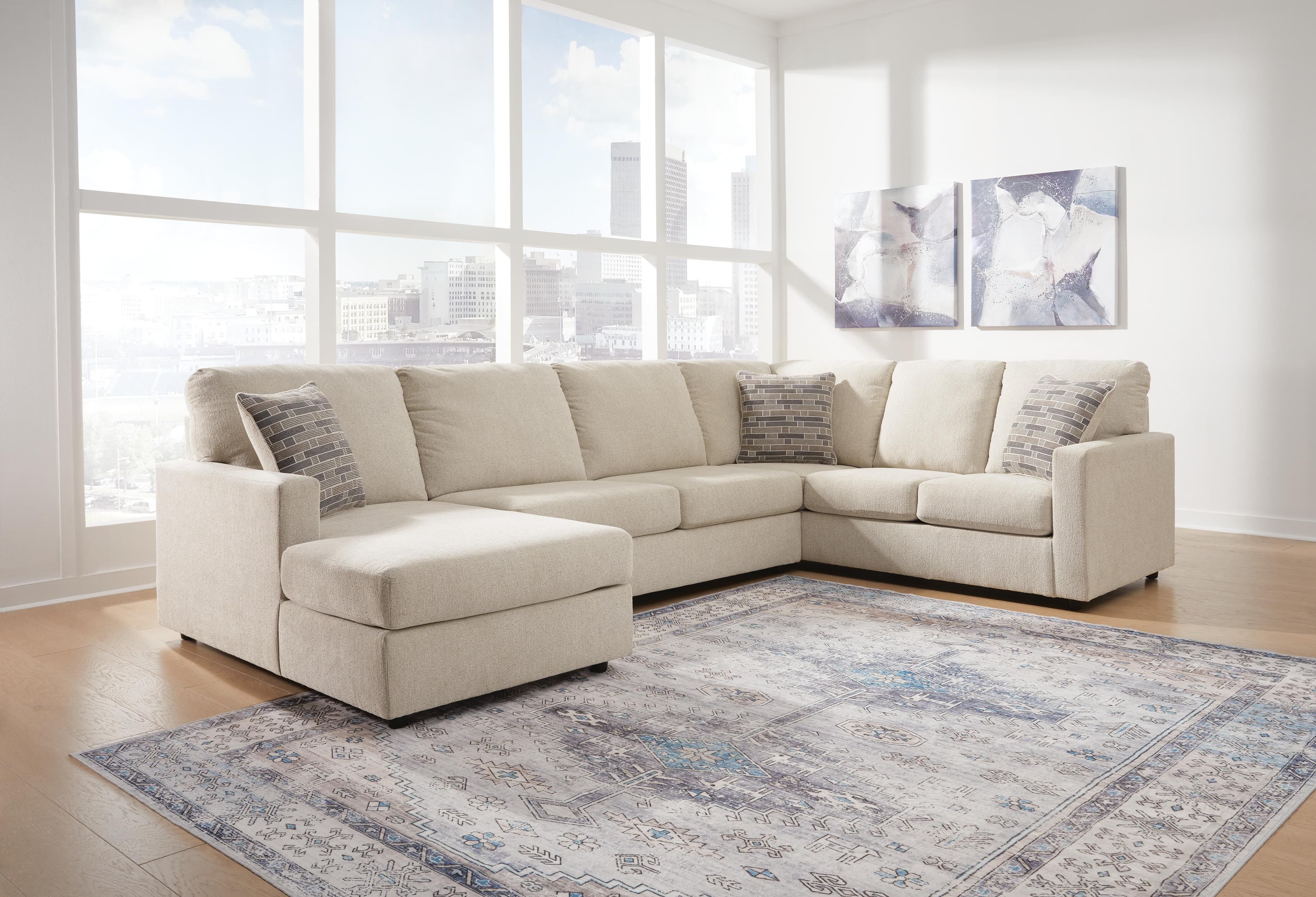 Edenfield 3-Piece Sectional with Chaise — Brown/Beige — view 2
