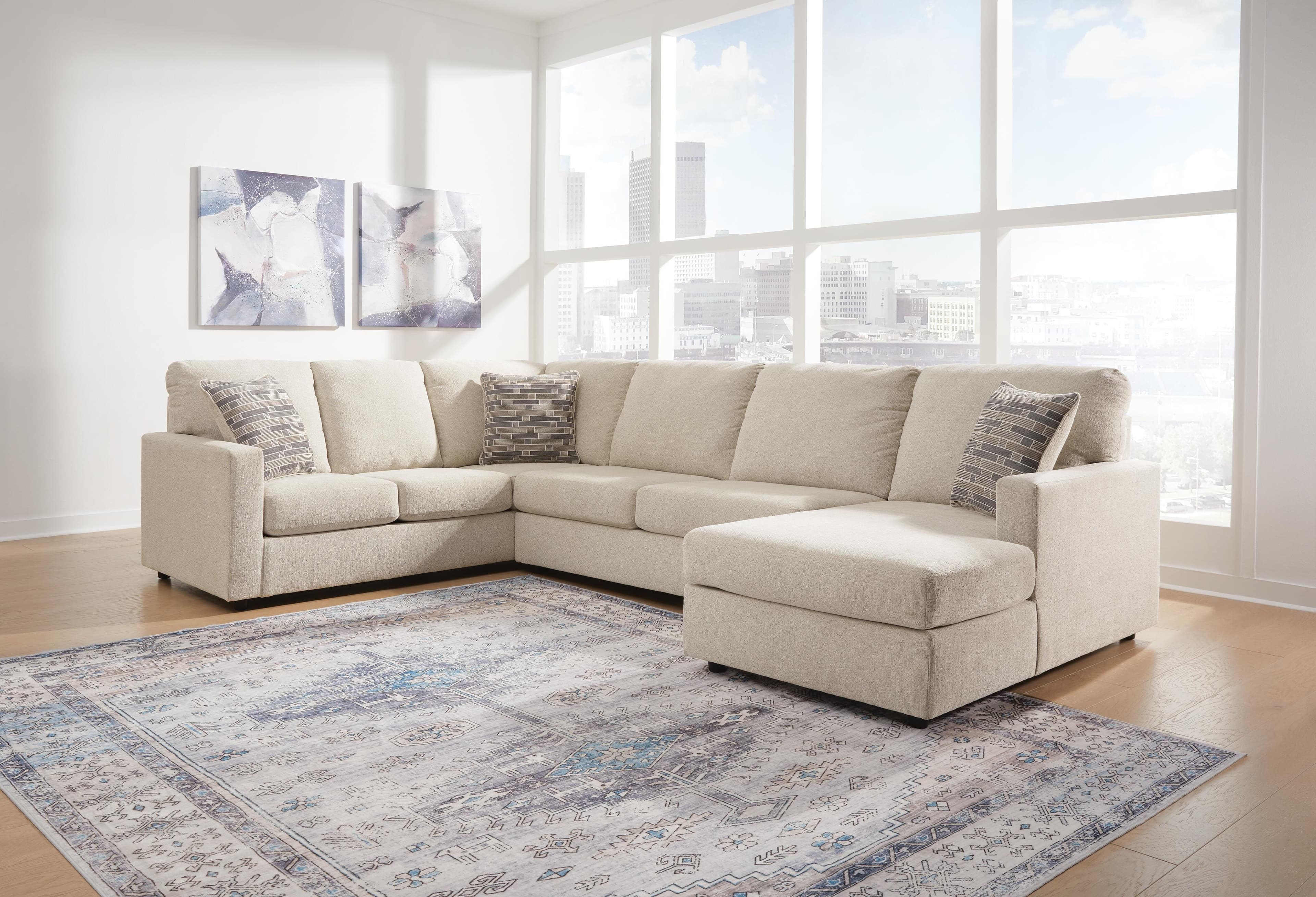 Edenfield 3-Piece Sectional with Chaise — Brown/Beige — view 2