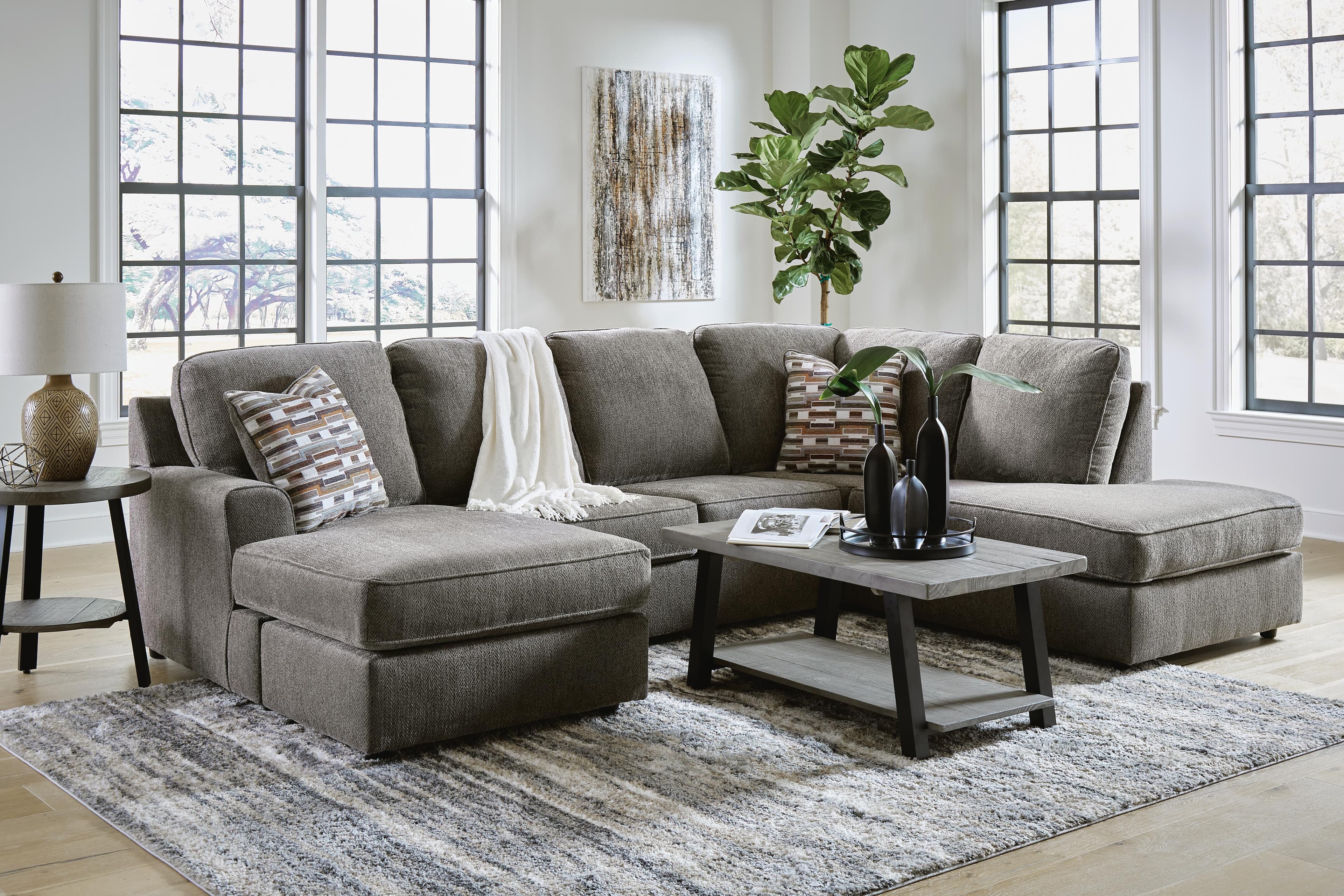O'Phannon 2-Piece Sectional with Chaise — Black/Gray — view 4