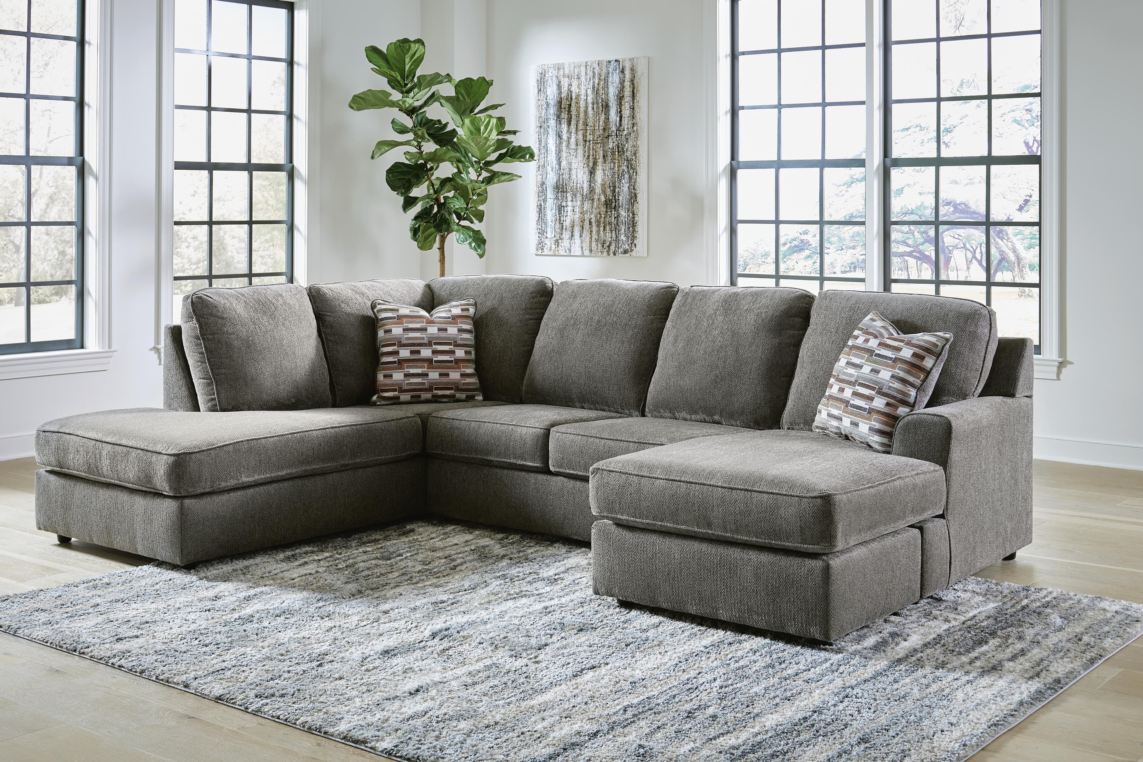 O'Phannon 2-Piece Sectional with Chaise — Black/Gray — view 2