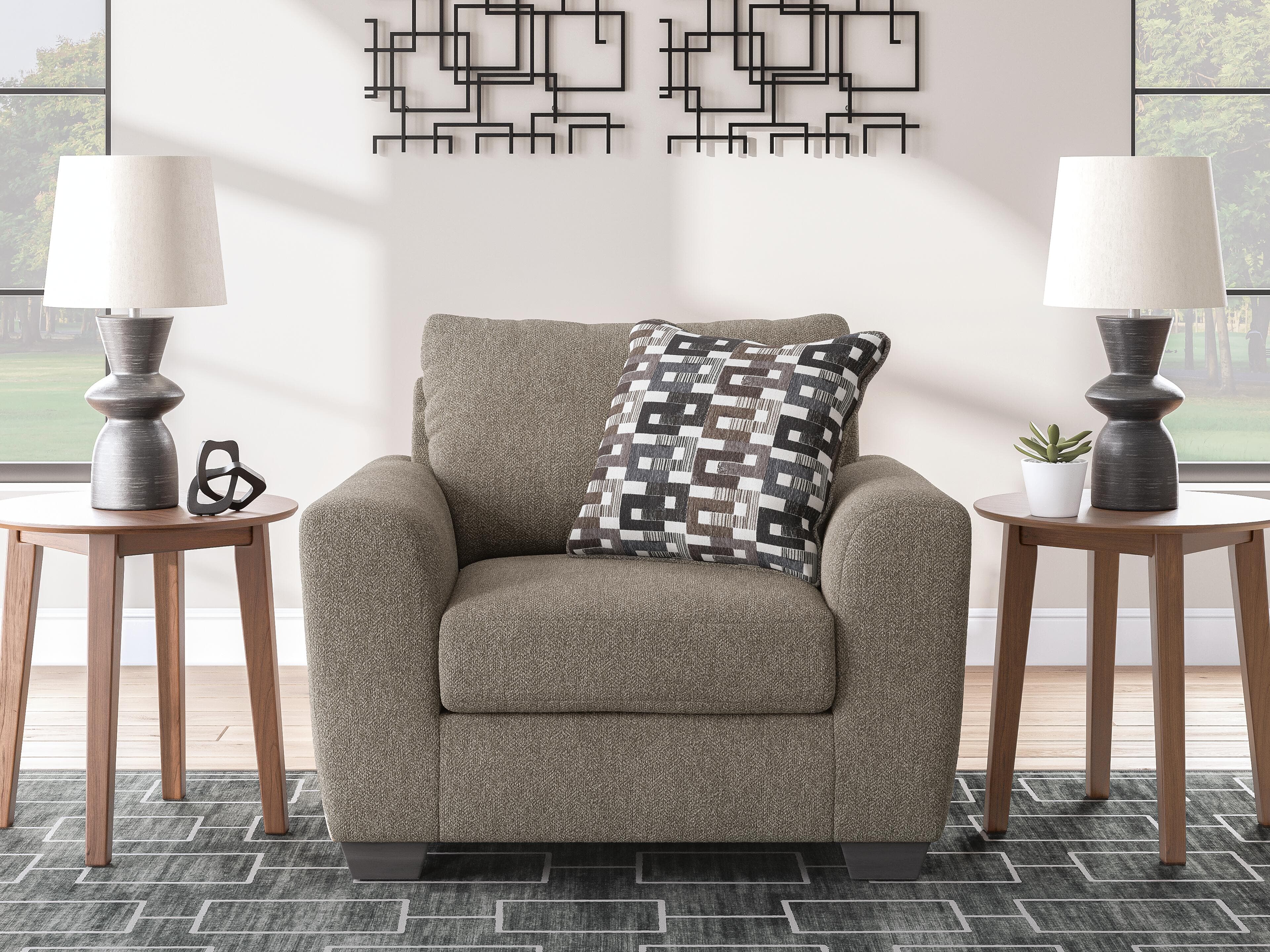 Triston-Peaks Oversized Chair — Brown/Beige — view 2