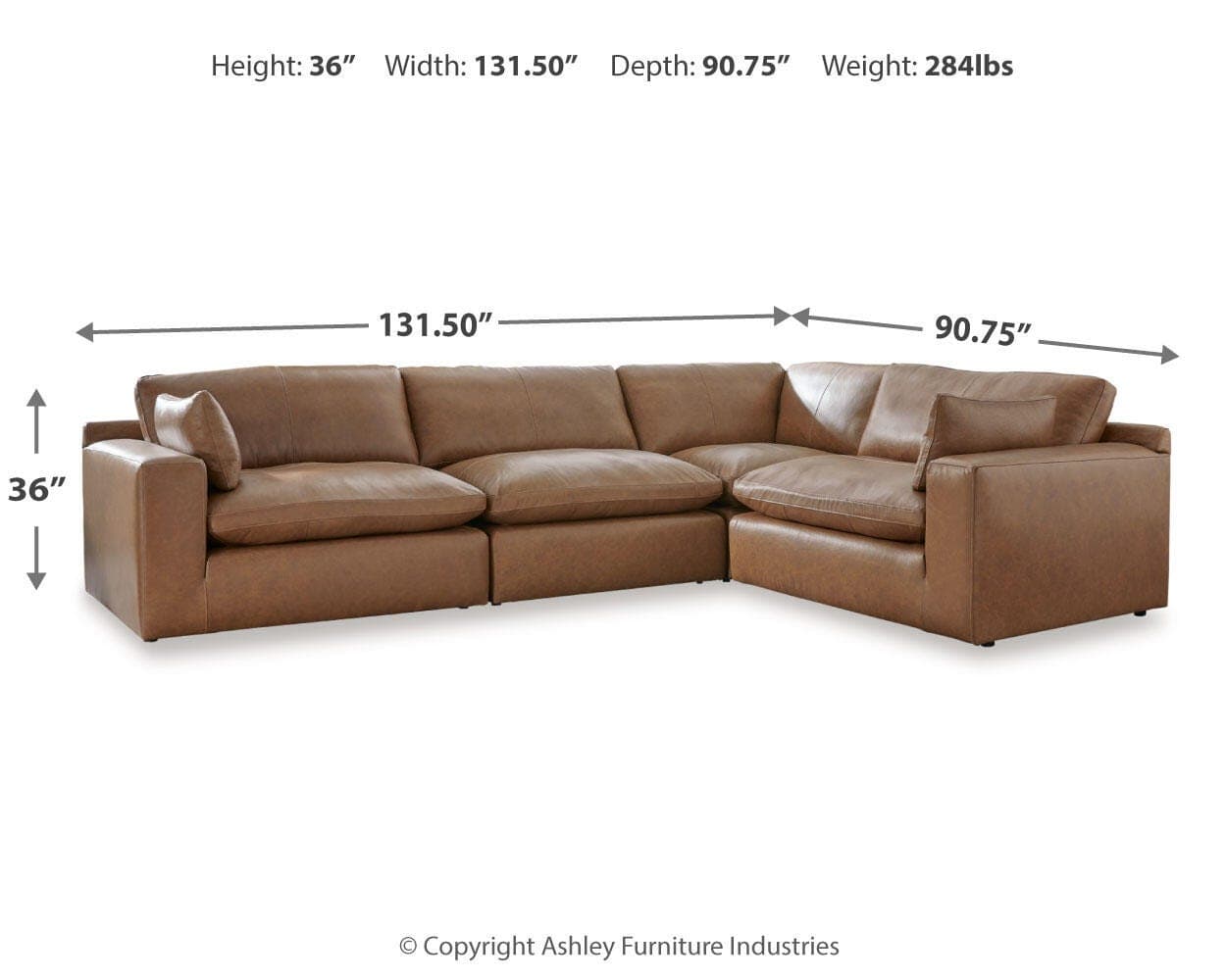 Emilia 4-Piece Sectional — Brown/Beige — view 4