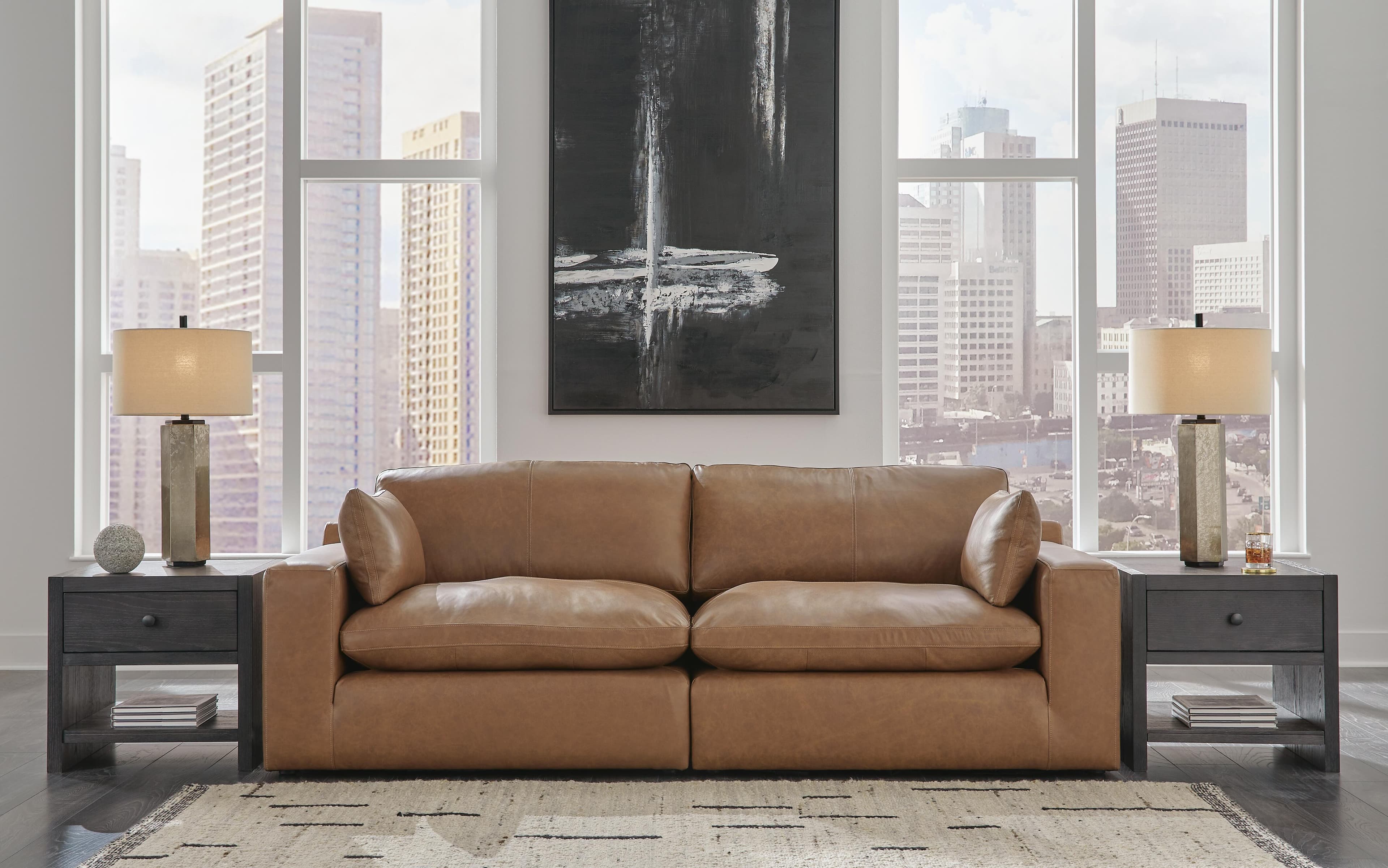 Emilia 2-Piece Sectional Loveseat — Brown/Beige — view 2