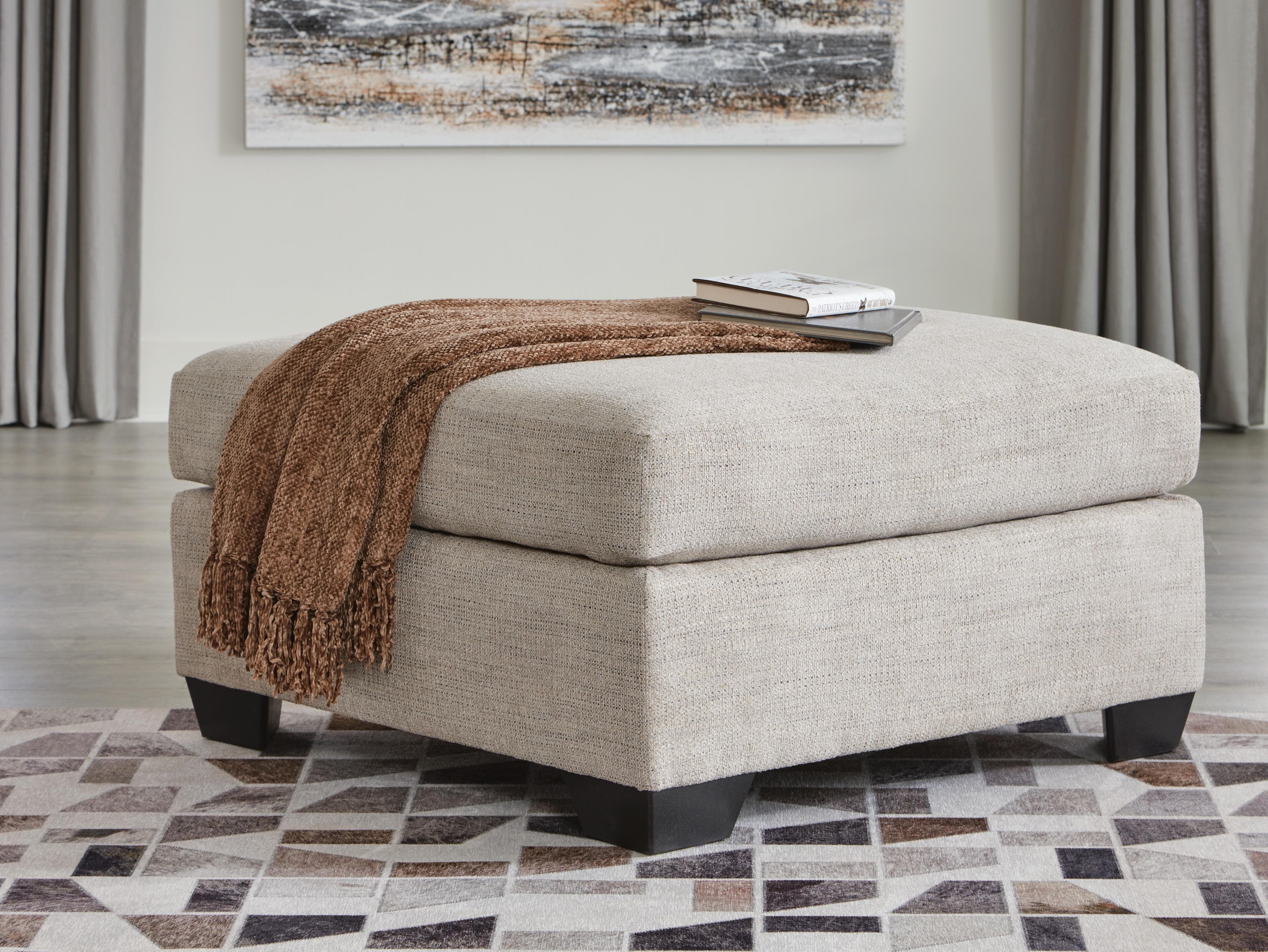 Mahoney Oversized Accent Ottoman — Brown/Beige — view 2